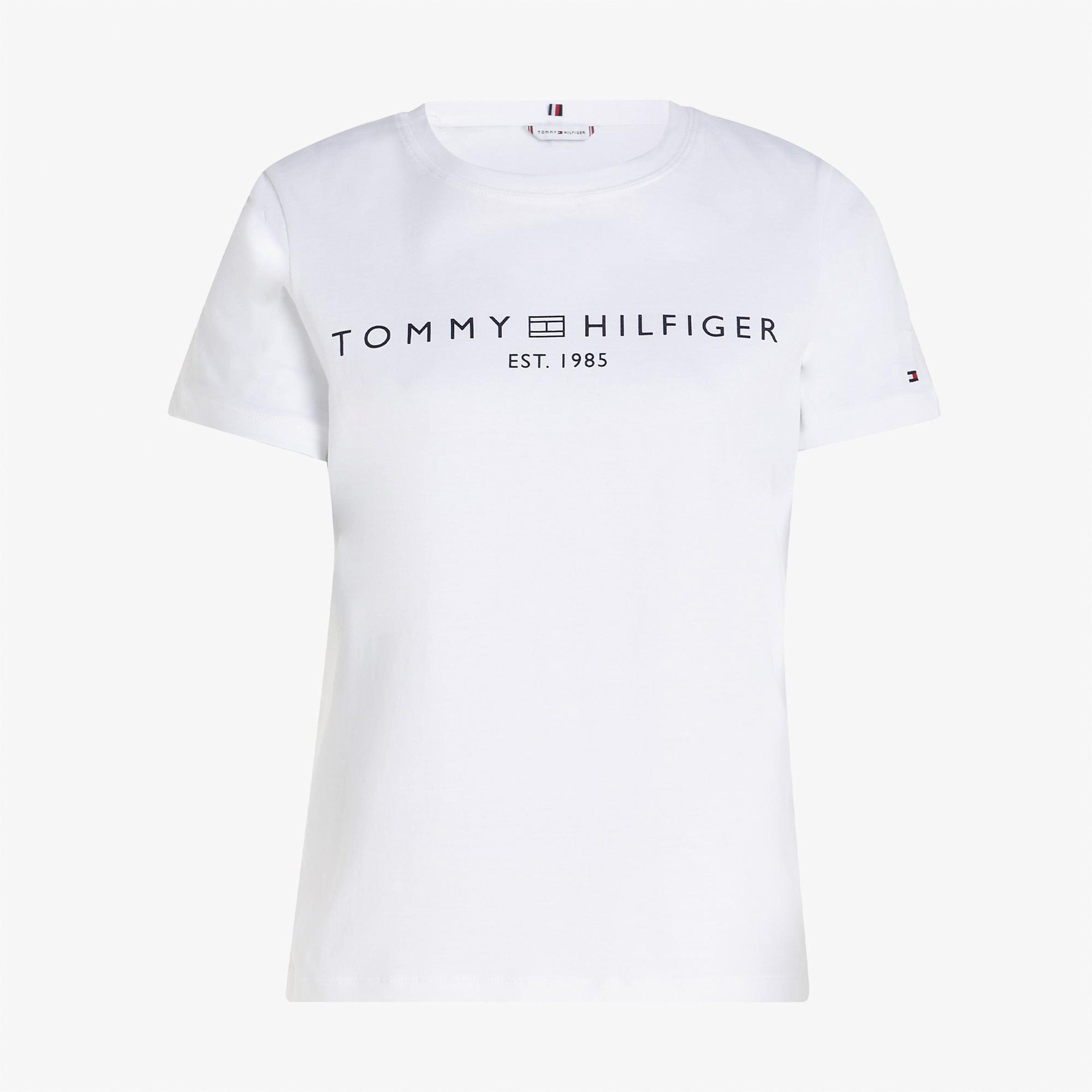Tommy Hilfiger Corp Logo Kadın Beyaz Crop T-Shirt