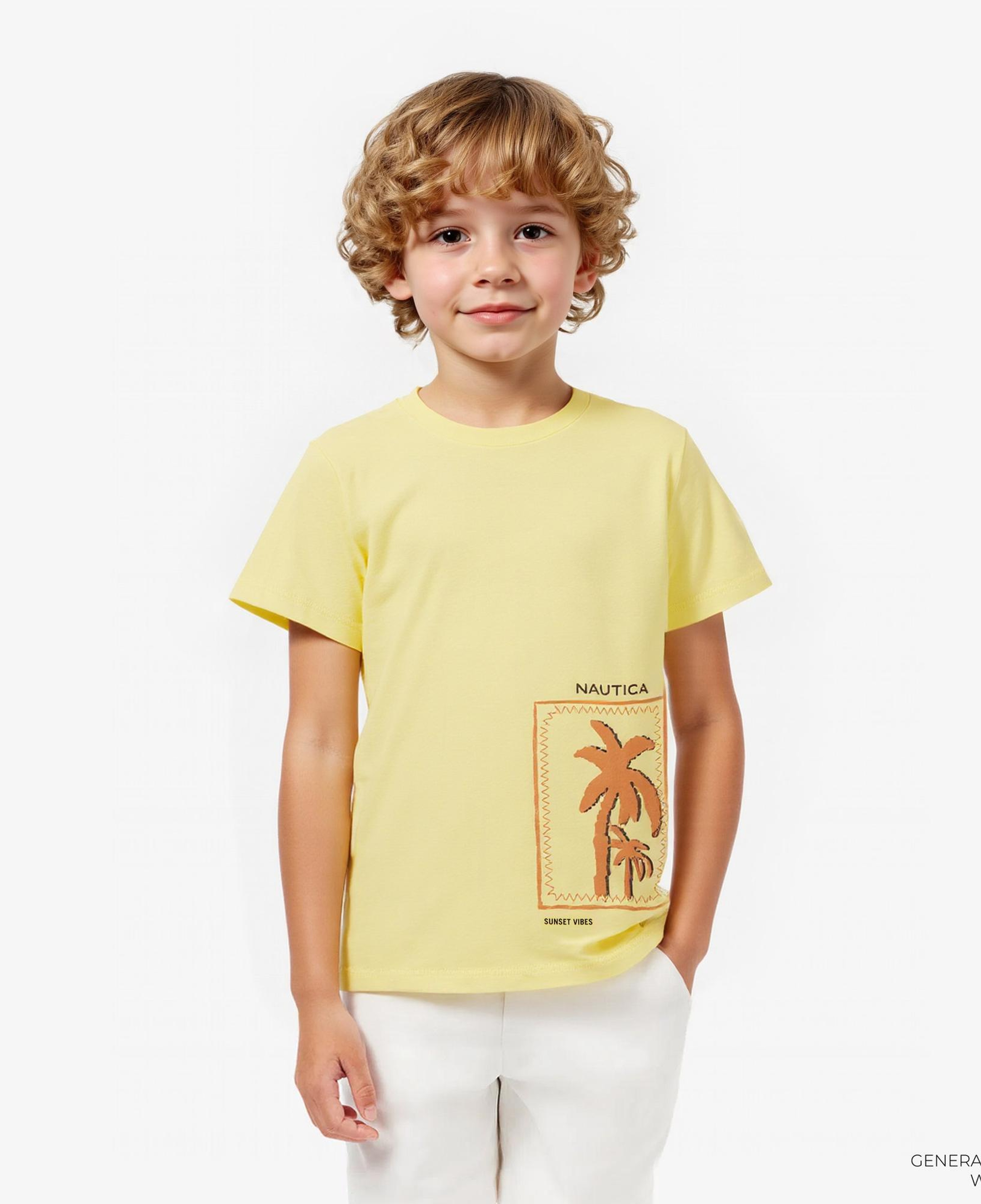 Nautica Erkek Çocuk Sarı Regular Fit Baskılı T-Shirt