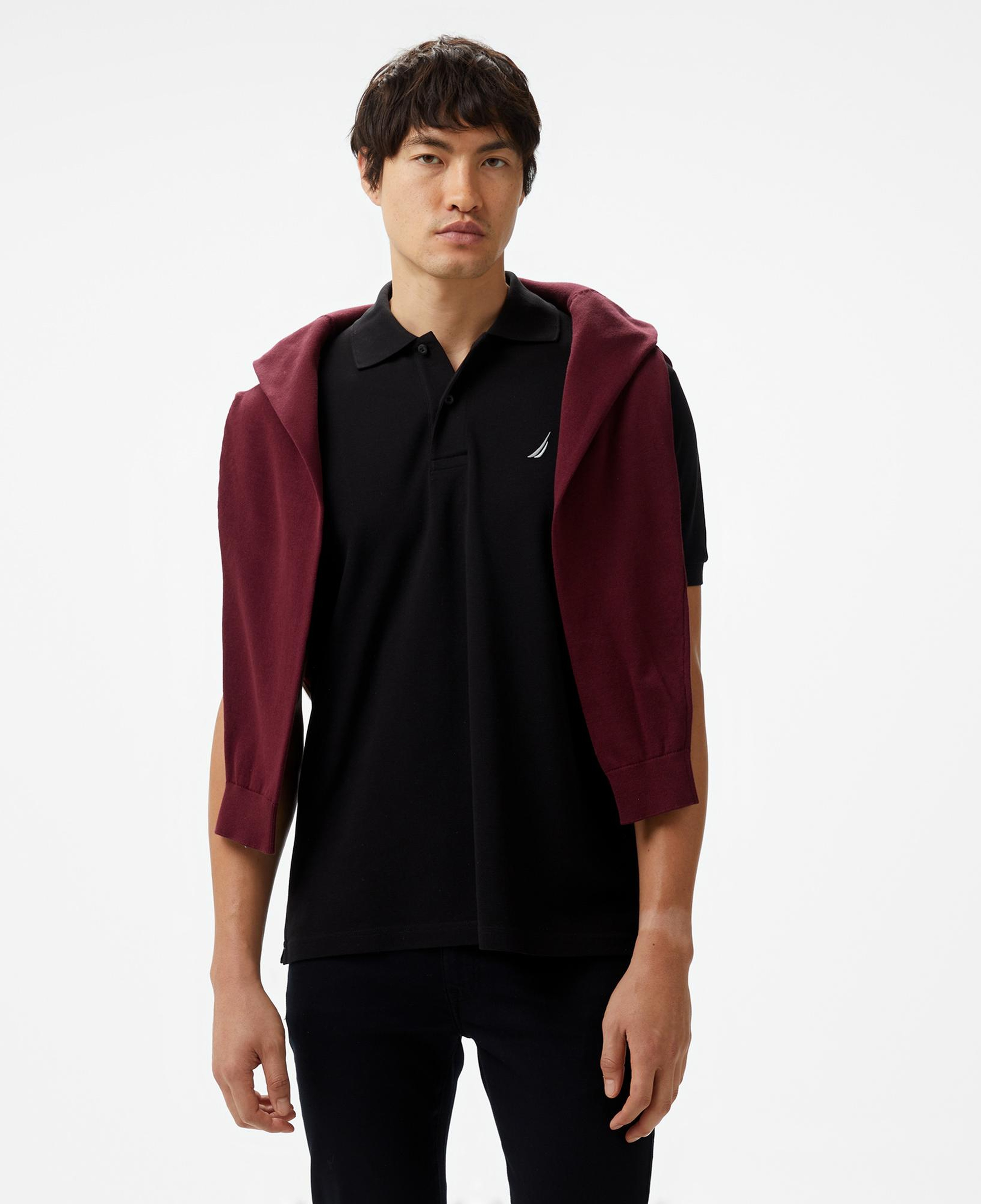 Nautica Erkek Siyah Classic Fit Kısa Kollu Polo Yaka T-Shirt