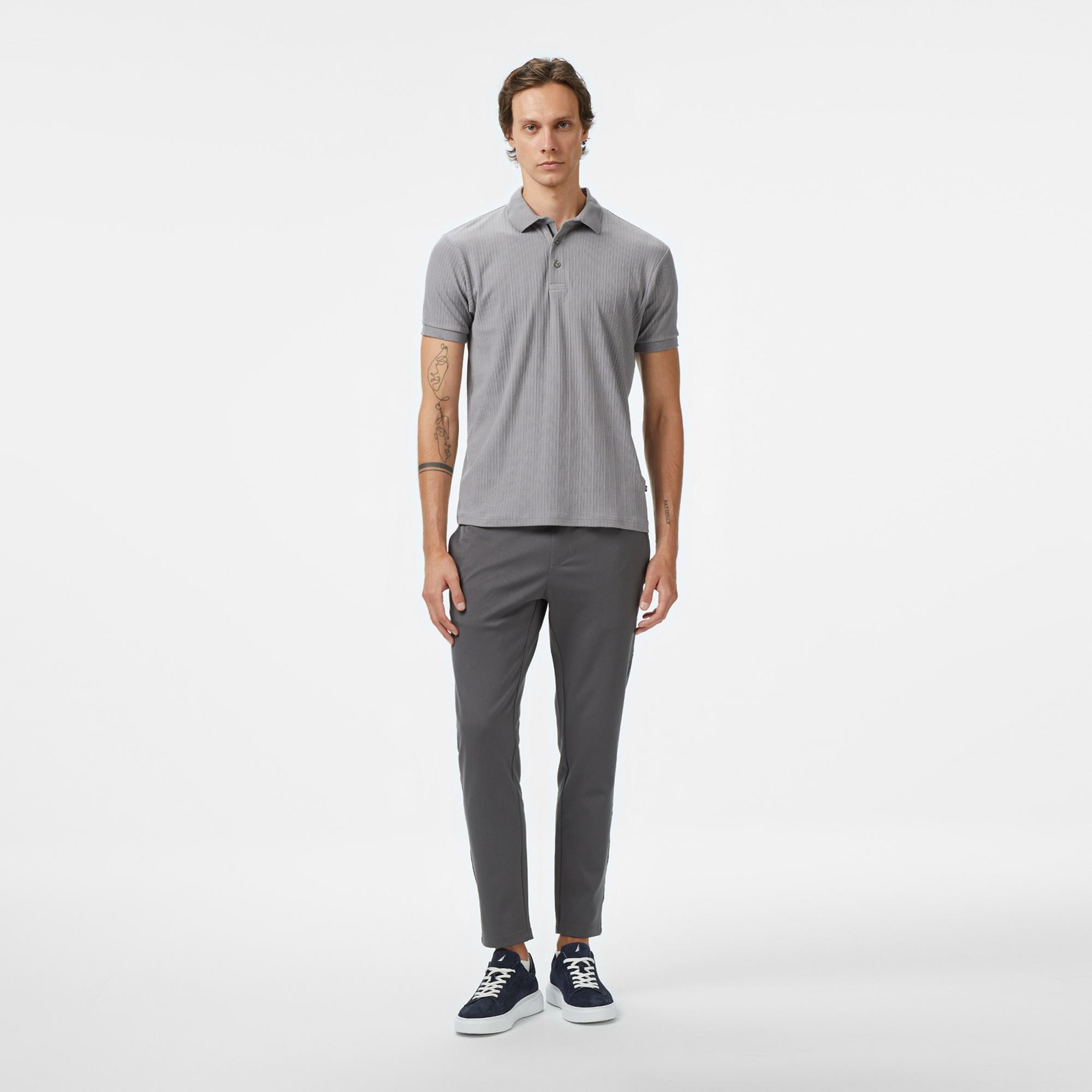 Nautica Erkek Gri Regular Fit Polo Yaka T-Shirt