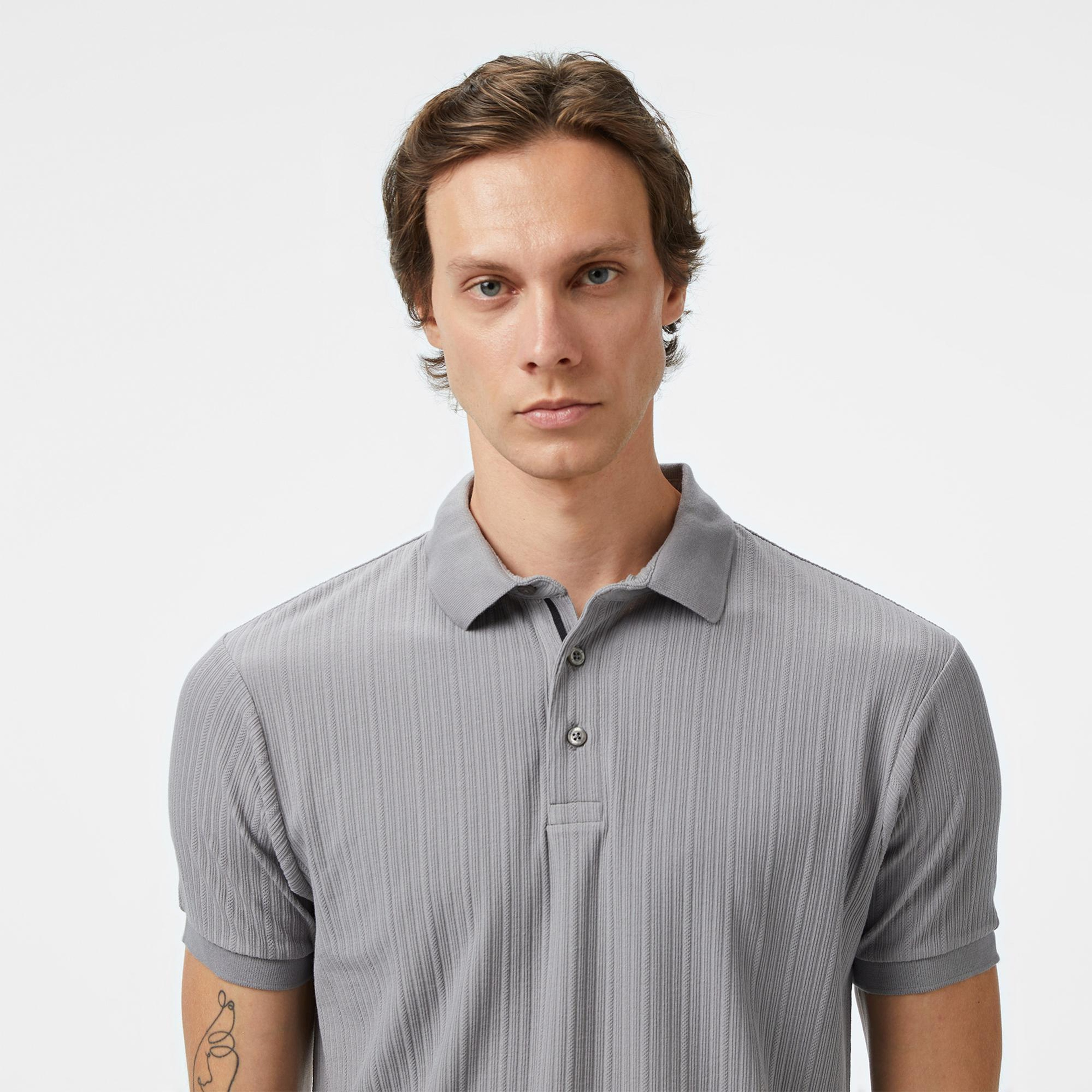 Nautica Erkek Gri Regular Fit Polo Yaka T-Shirt