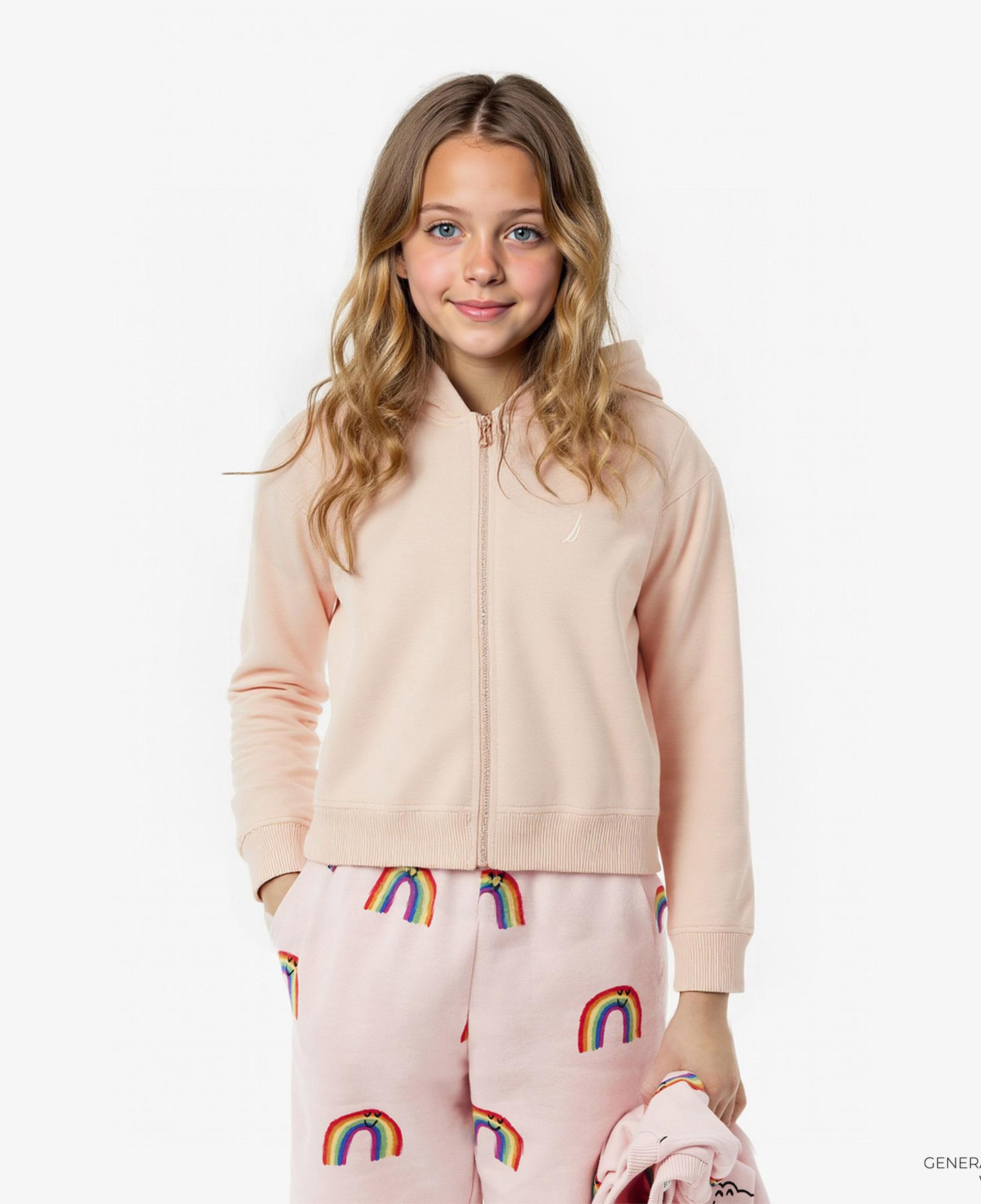 Nautica Kız Çocuk Pembe Standart Fit Kapüşonlu Sweatshirt