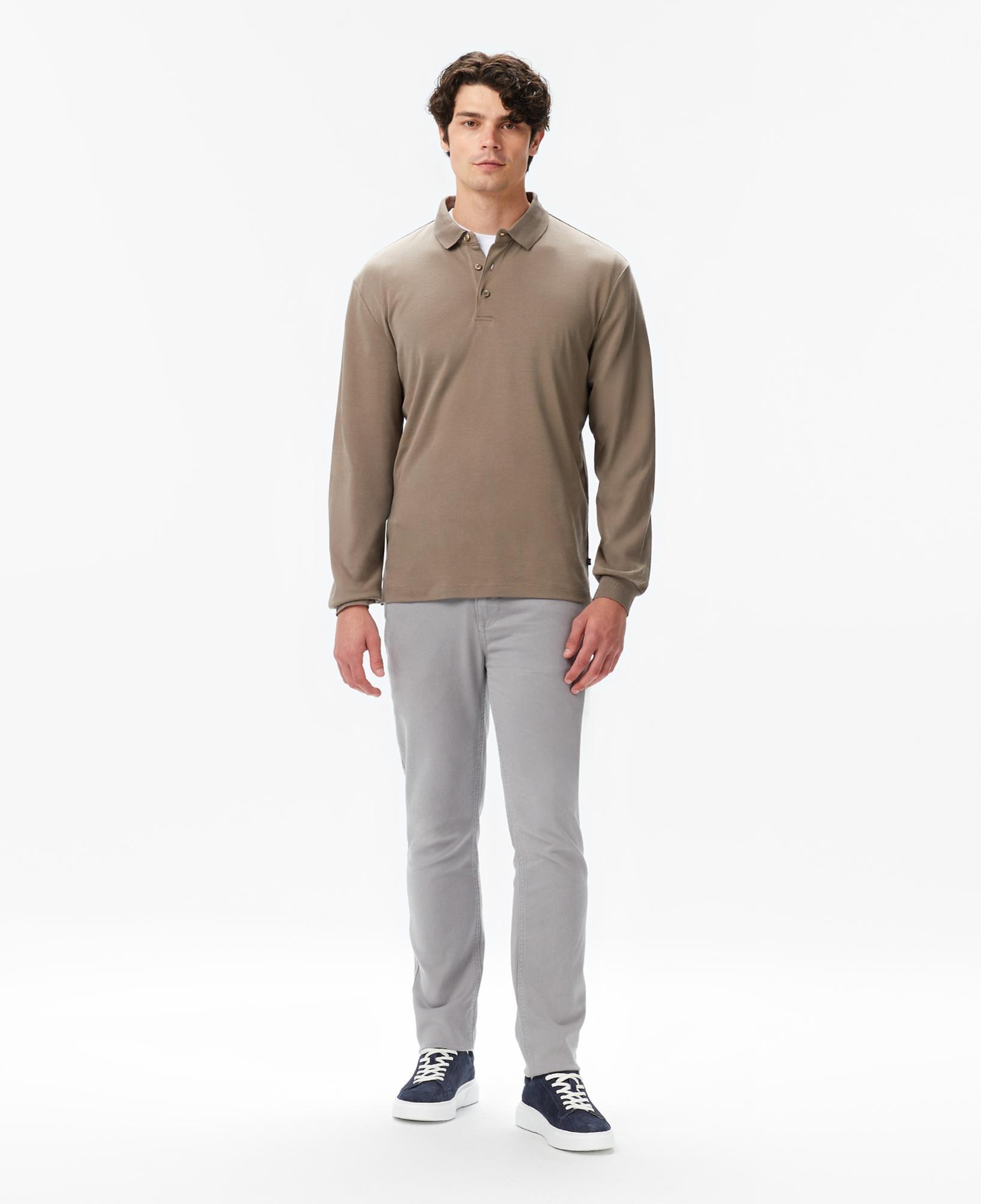 Nautica Erkek Kahverengi Classic Fit Uzun Kollu Polo Yaka T-Shirt