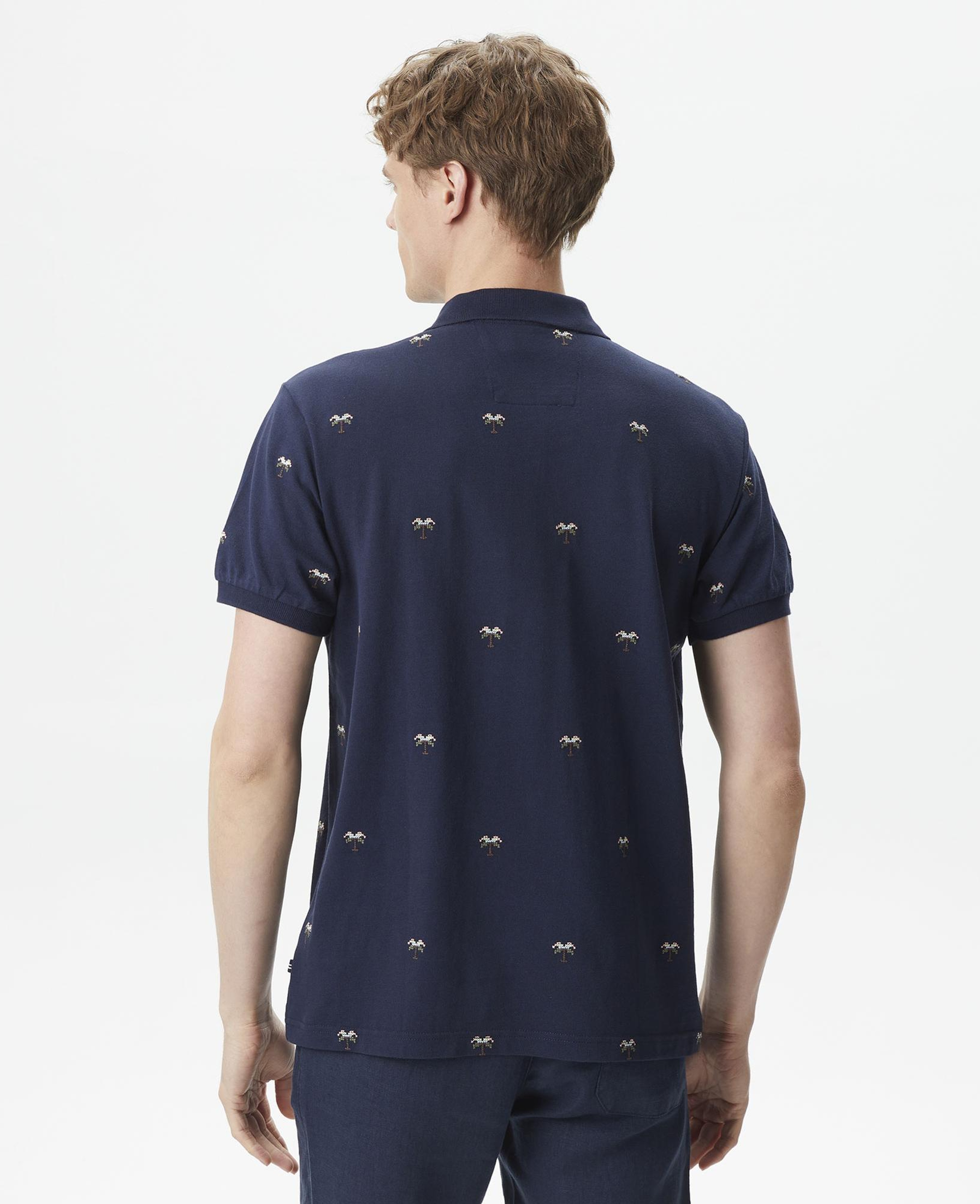 Nautica Erkek Lacivert Classic Fit Kısa Kollu Desenli Polo Yaka T-Shirt