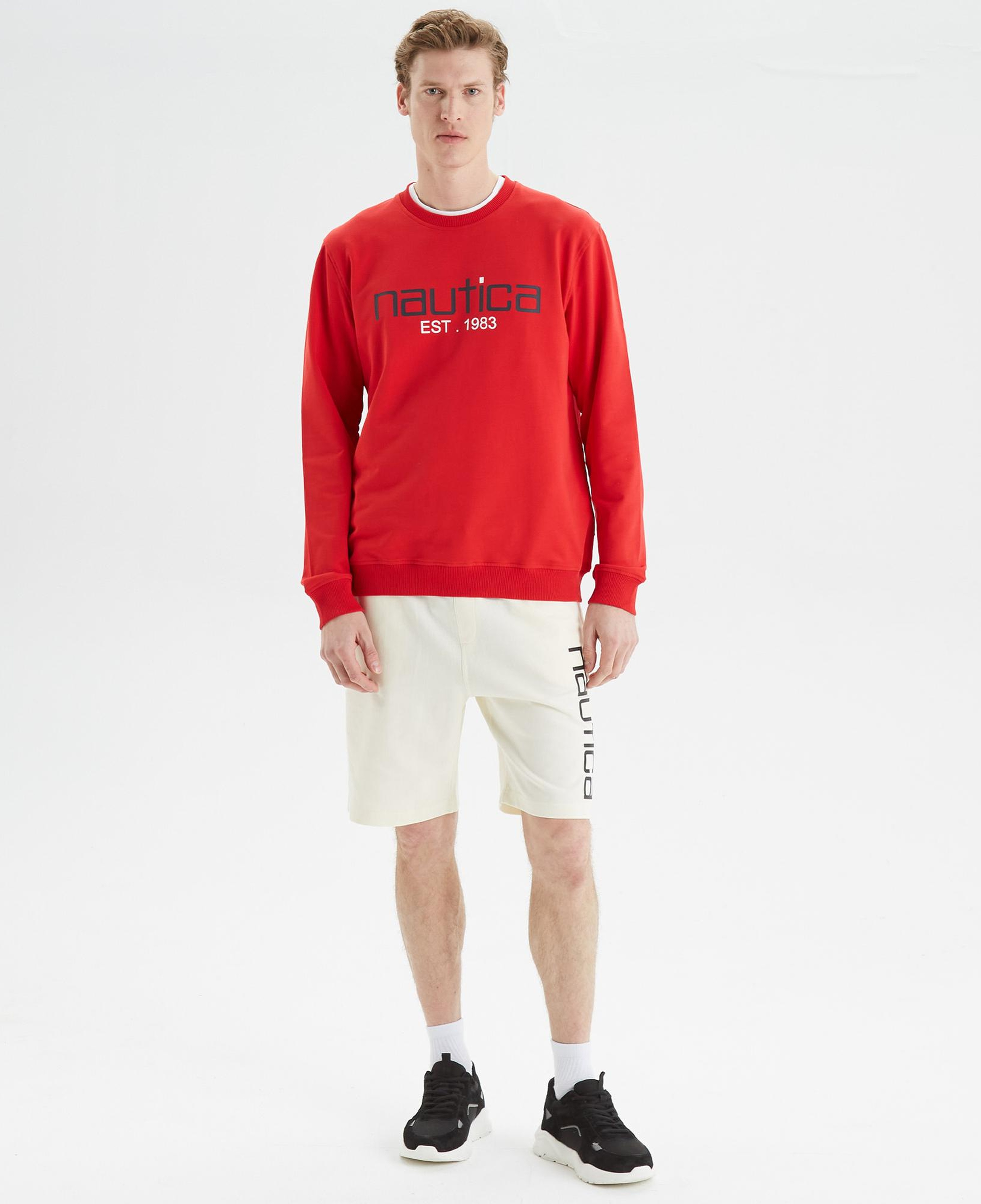 Nautica Erkek Krem Rengi Baskılı Standart Fit Şort