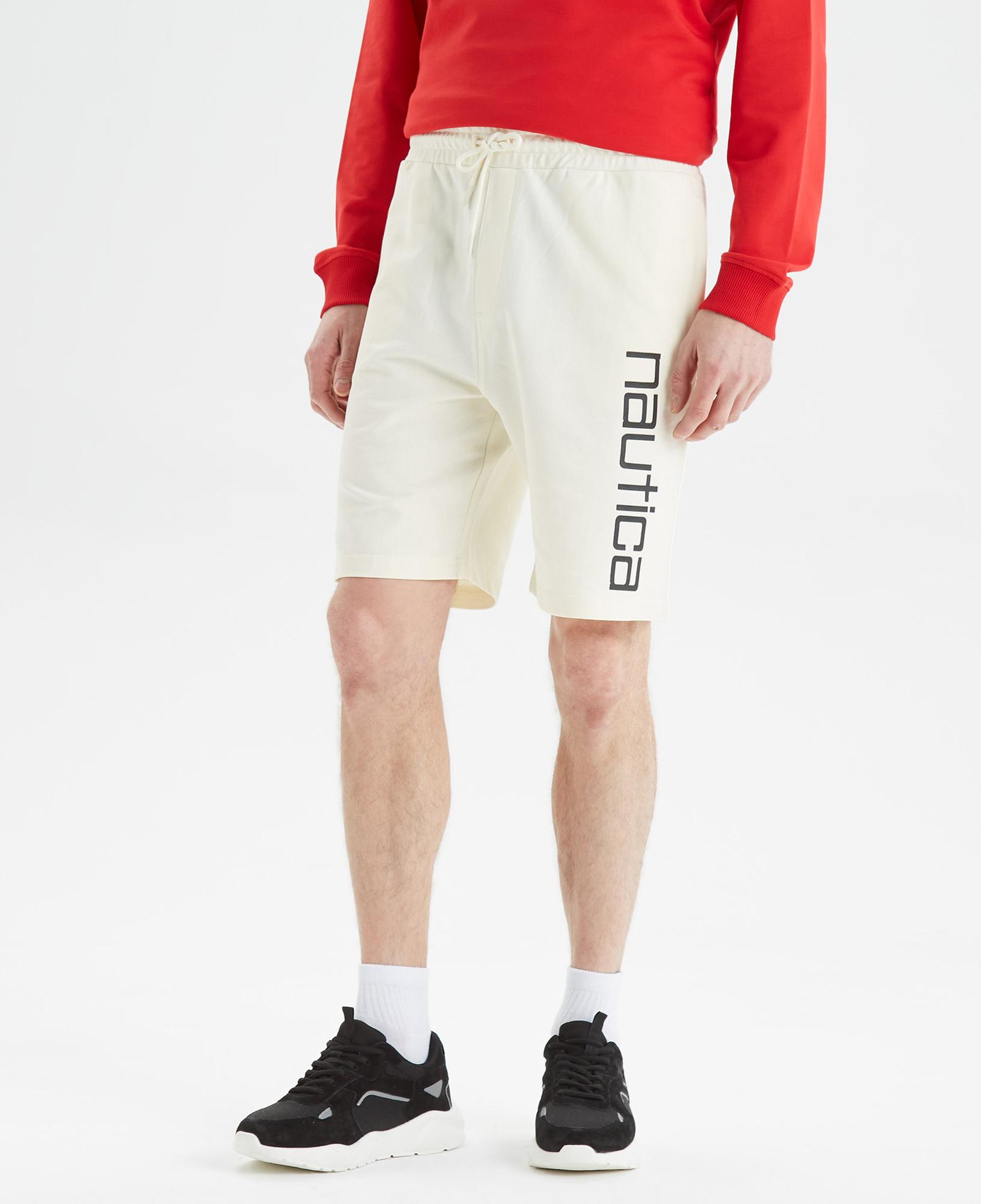 Nautica Erkek Krem Rengi Baskılı Standart Fit Şort