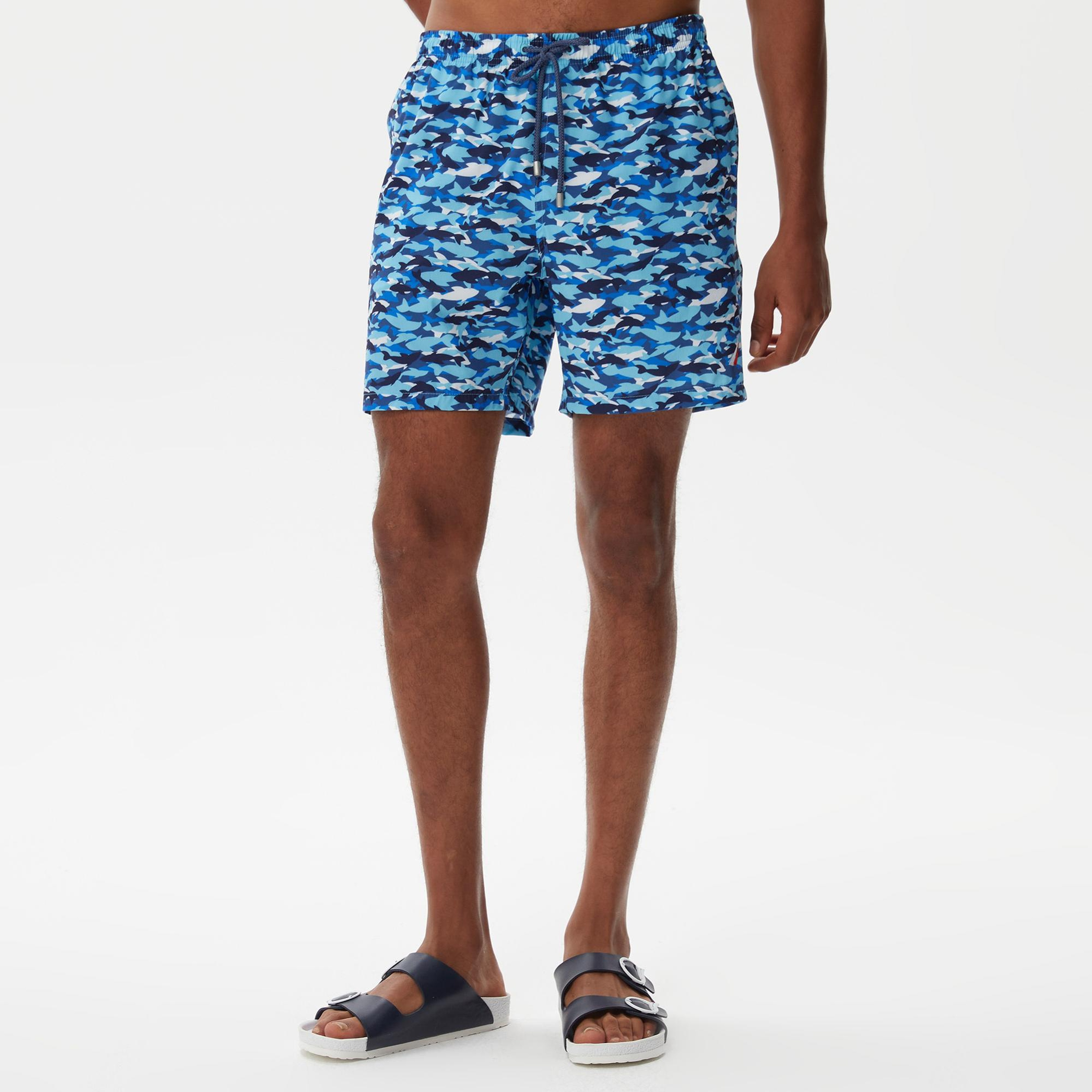 Nautica Erkek Mavi Baskılı Deniz Şortu