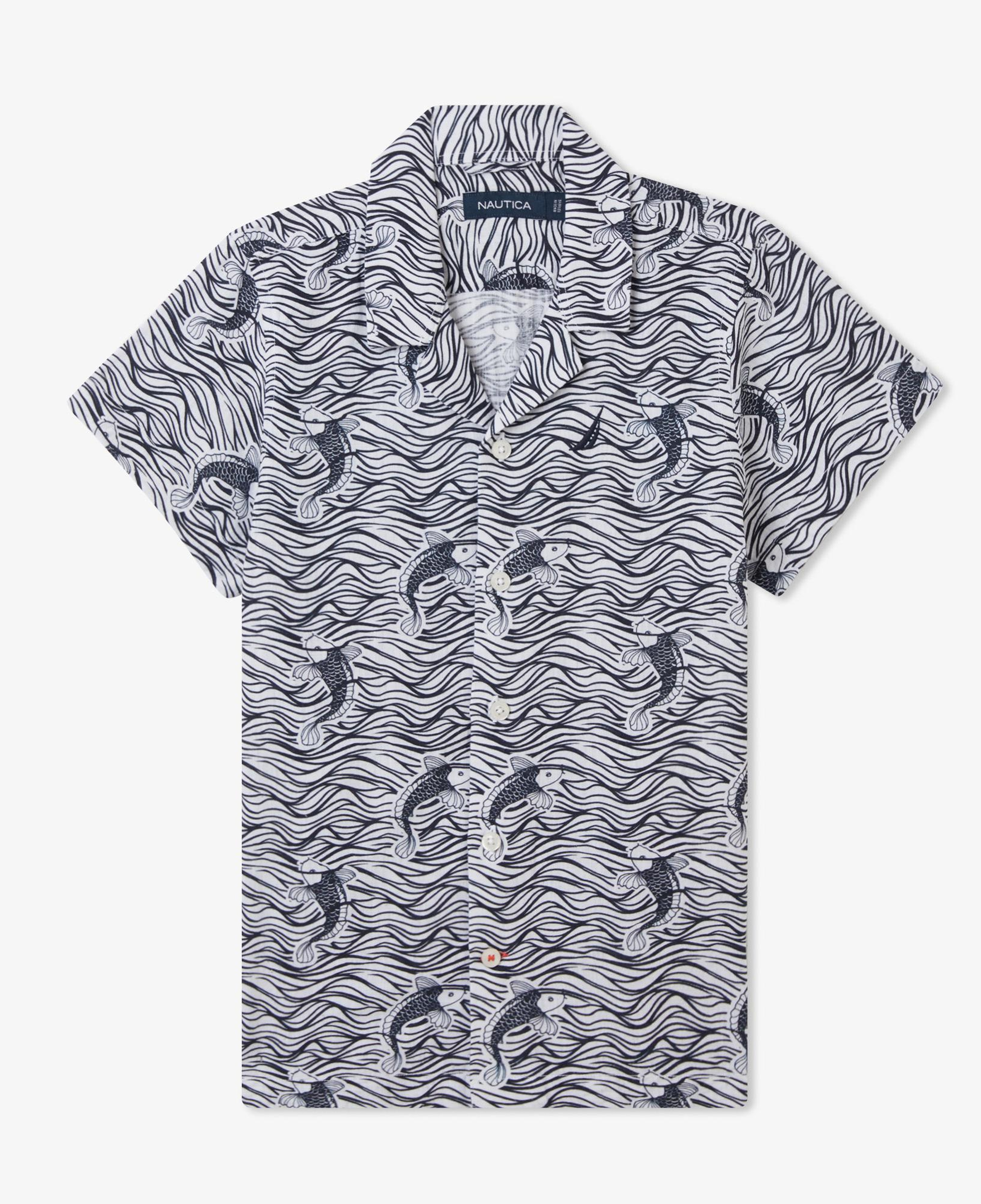 Nautica Erkek Çocuk Siyah Classic Fit Desenli Gömlek