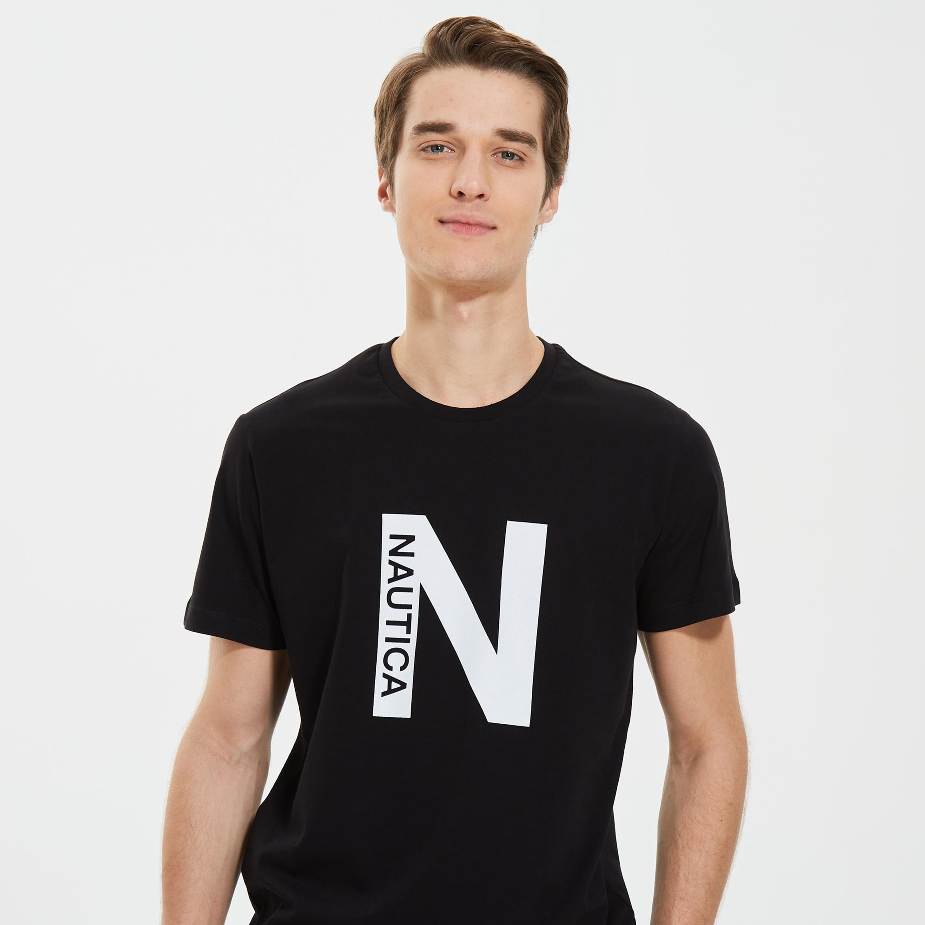 Nautica Erkek Siyah Standart Fit T-Shirt