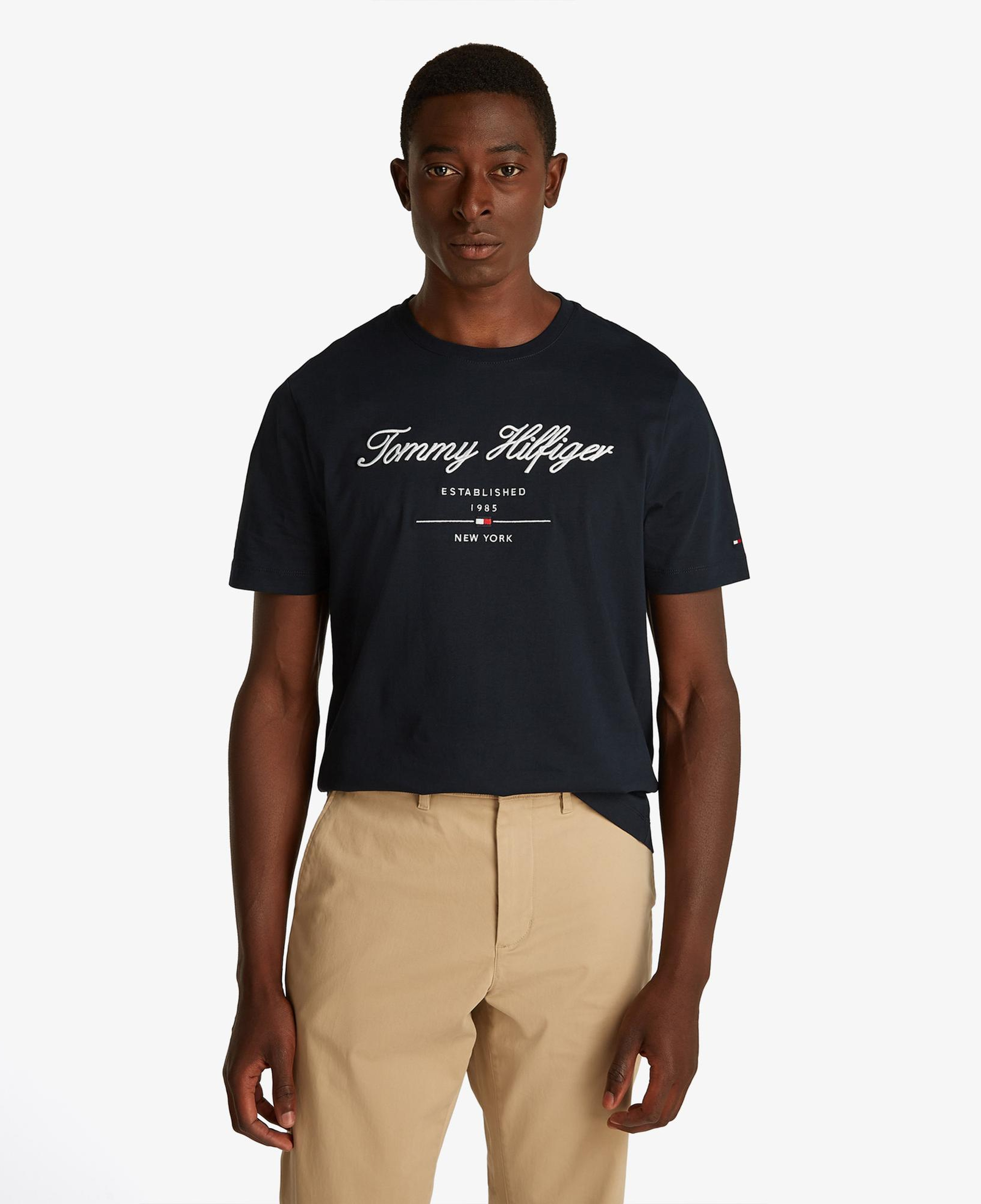 Tommy Hilfiger Script Logo Erkek Lacivert T-Shirt