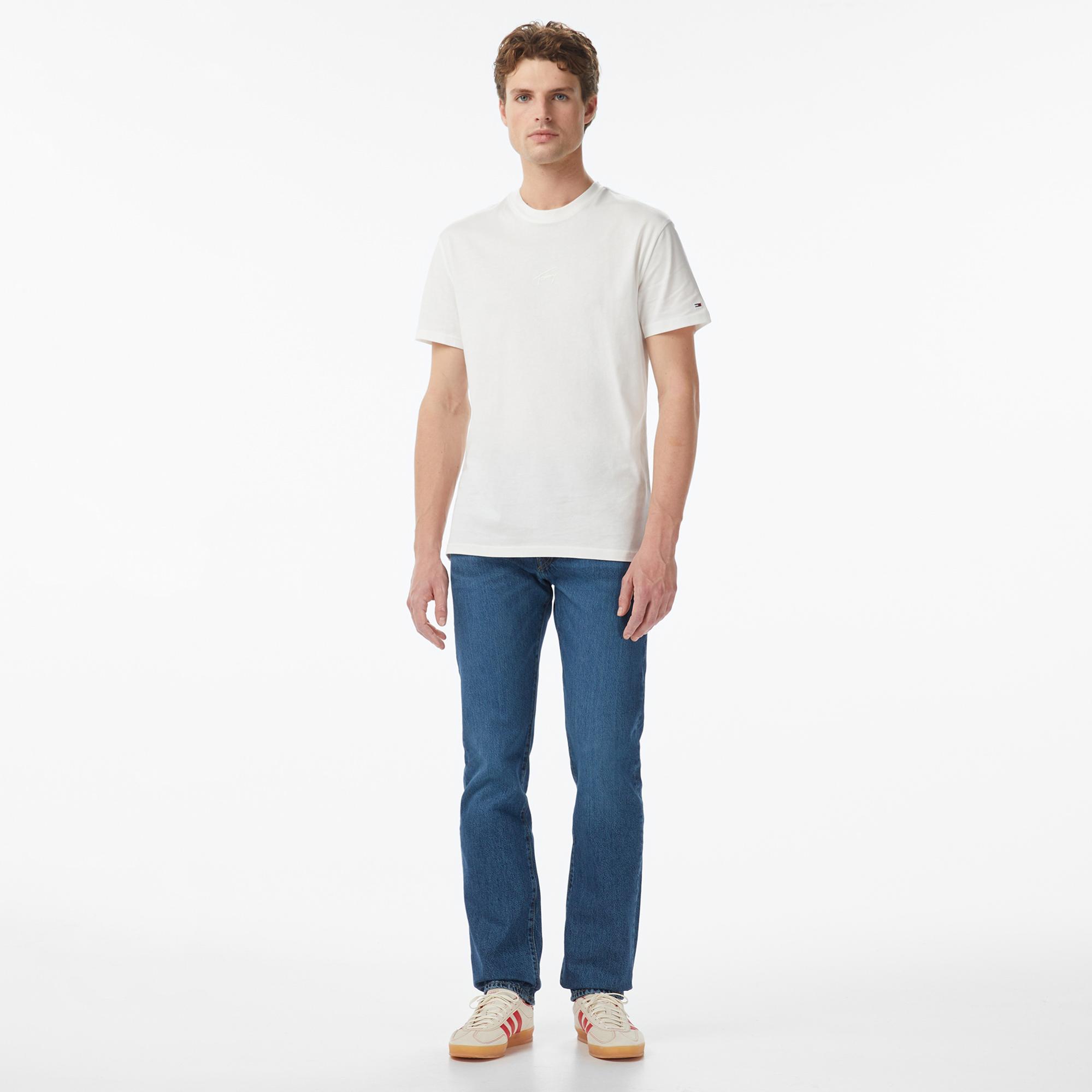 Tommy Jeans Regular Tonal Signature Erkek Beyaz T-Shirt