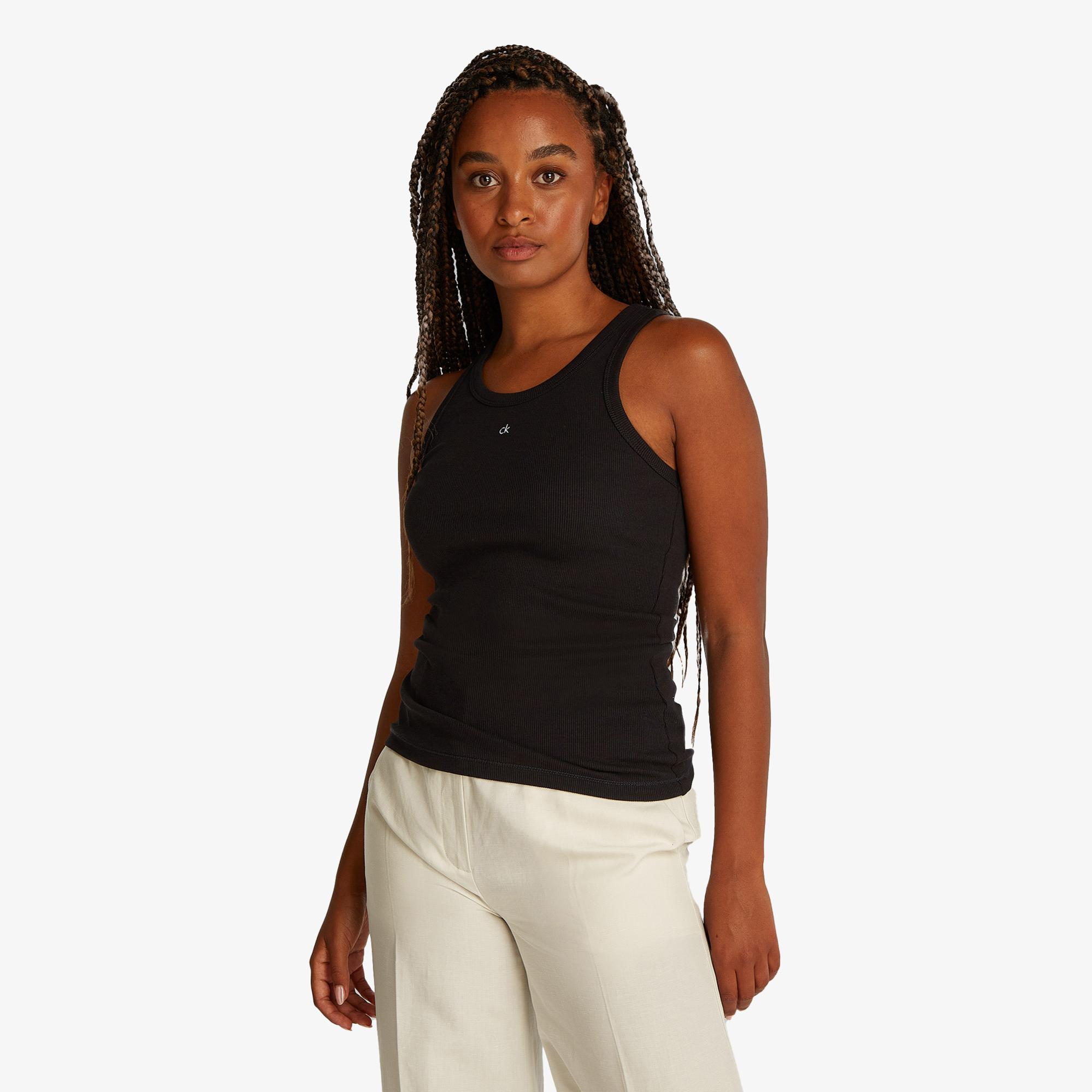 Calvin Klein Graphic Slim Kadın Siyah Kolsuz T-Shirt