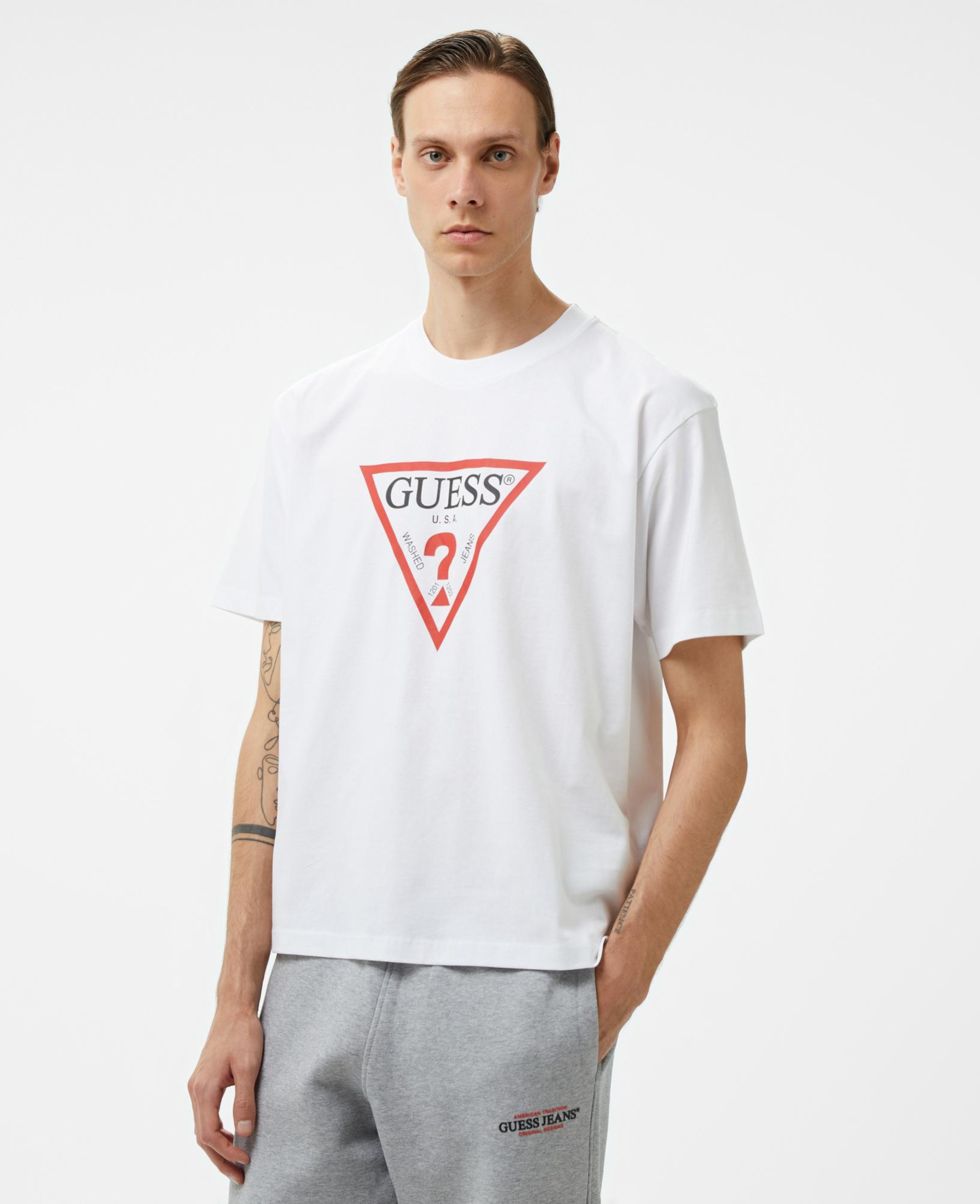 Guess Iconic Organic Heavy Erkek Beyaz T-Shirt