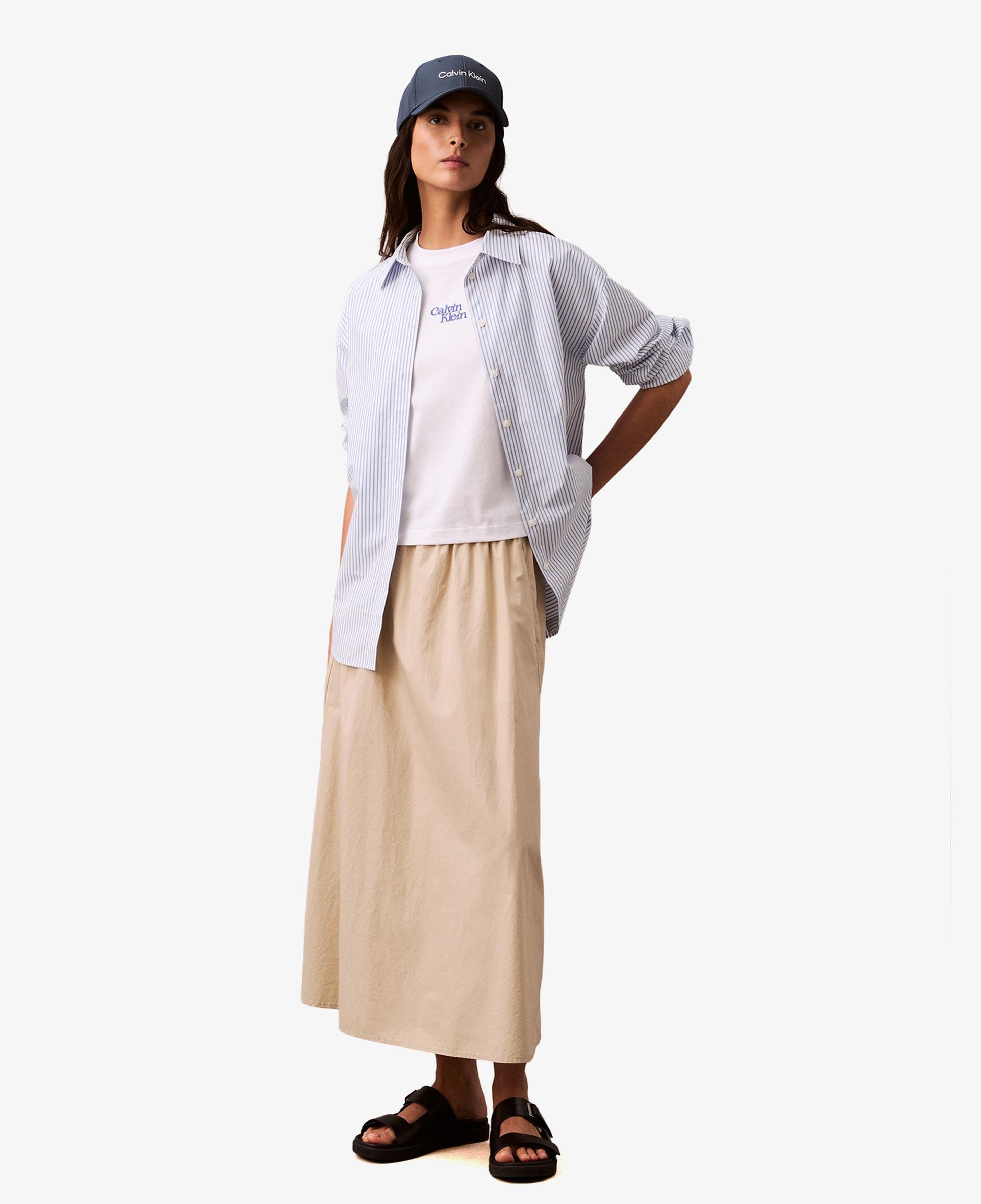 Calvin Klein Flocked Logo Kadın Beyaz T-Shirt