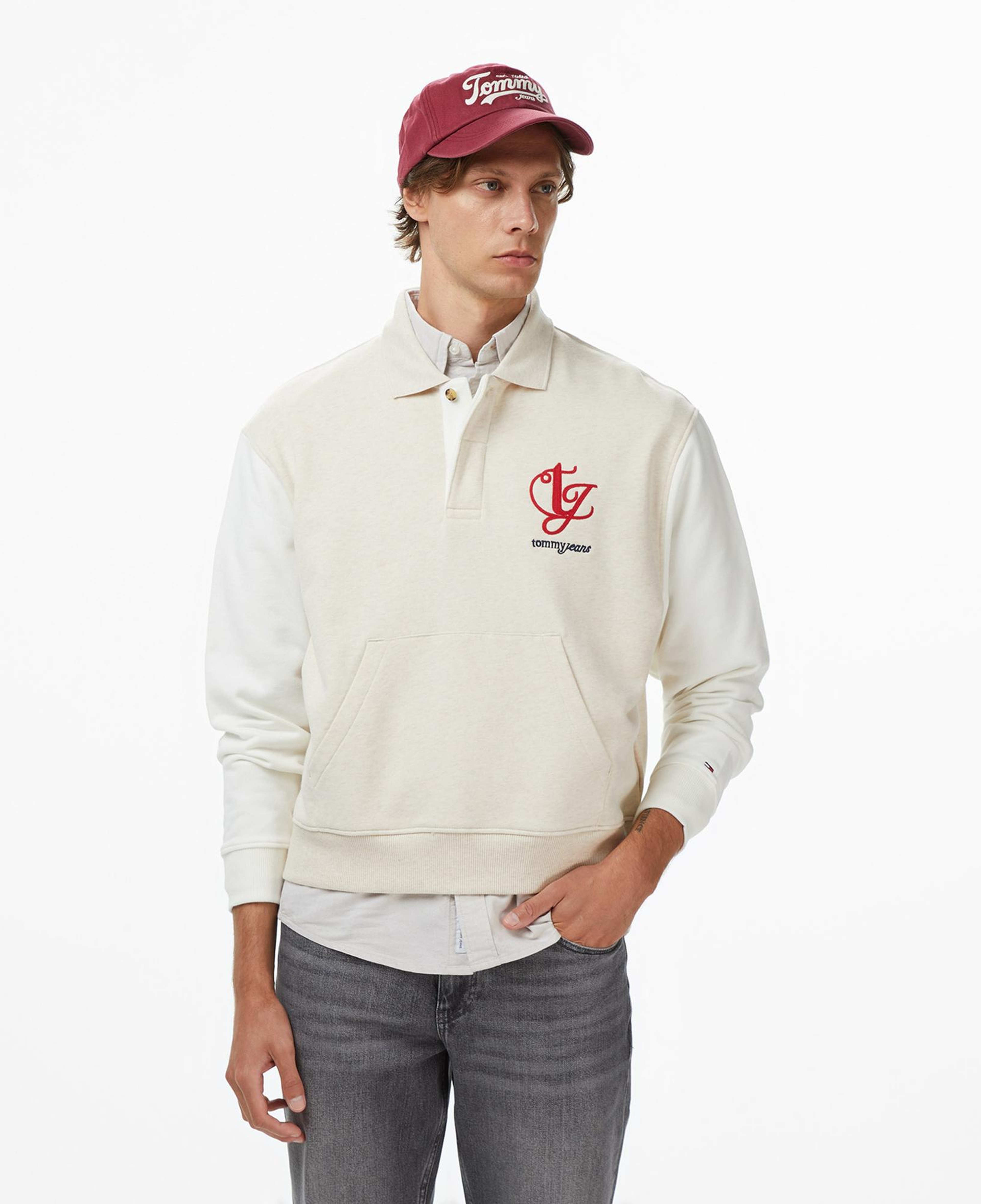 Tommy Jeans Relax Colorblock Mono Erkek Bej Sweatshirt