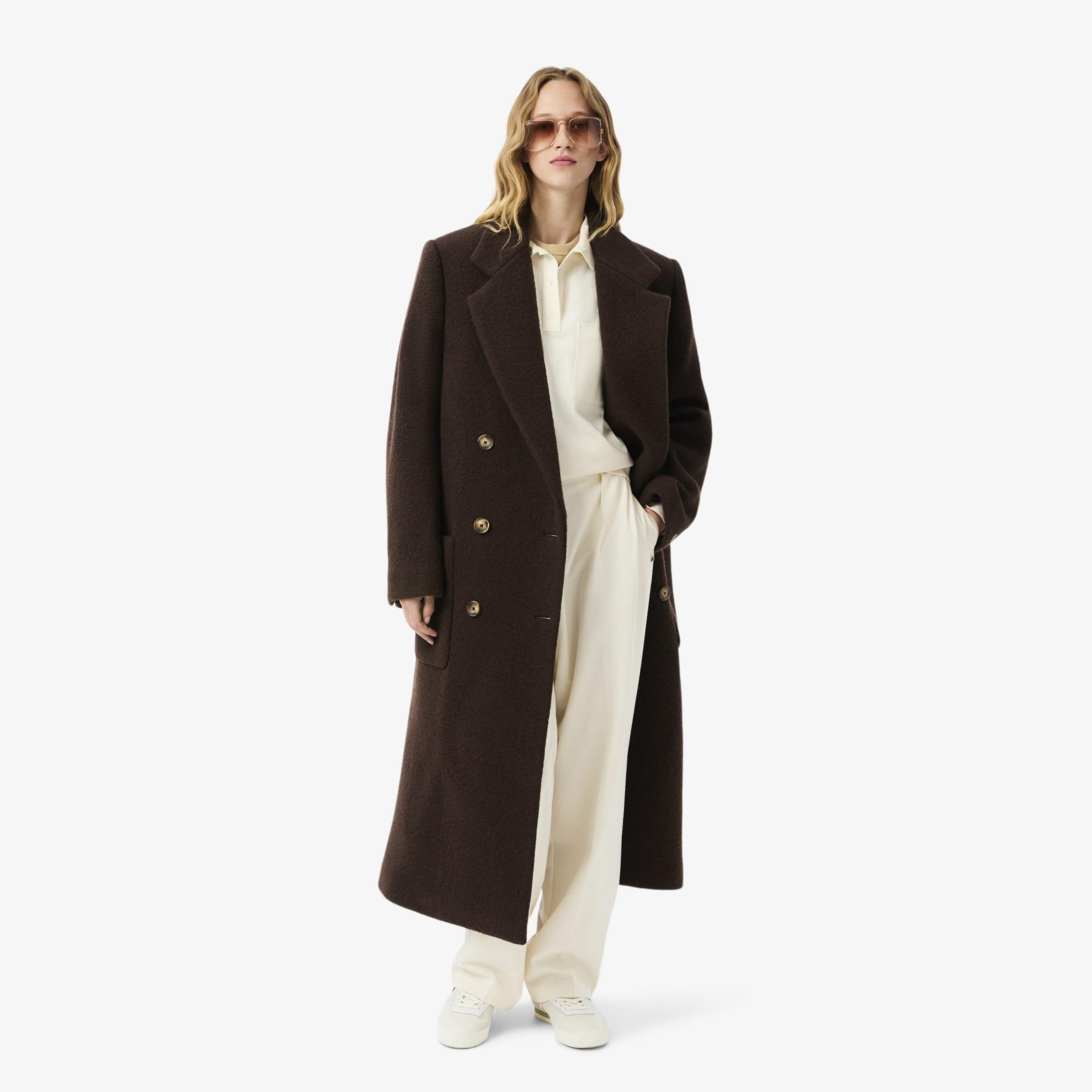 Lacoste Kadın Oversize Fit Polo Yaka Krem Bluz