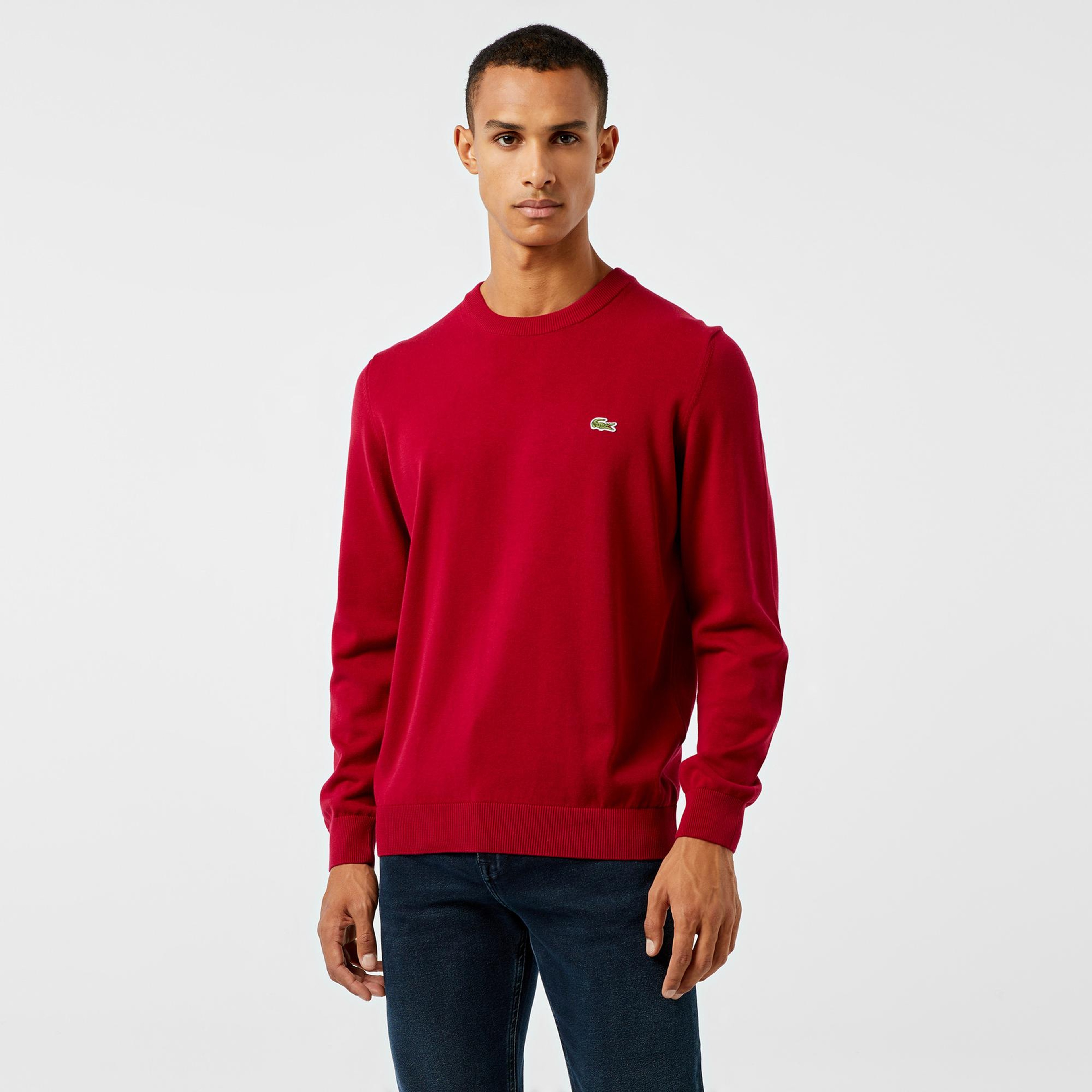 Lacoste Erkek Regular Fit Bisiklet Yaka Kırmızı Kazak