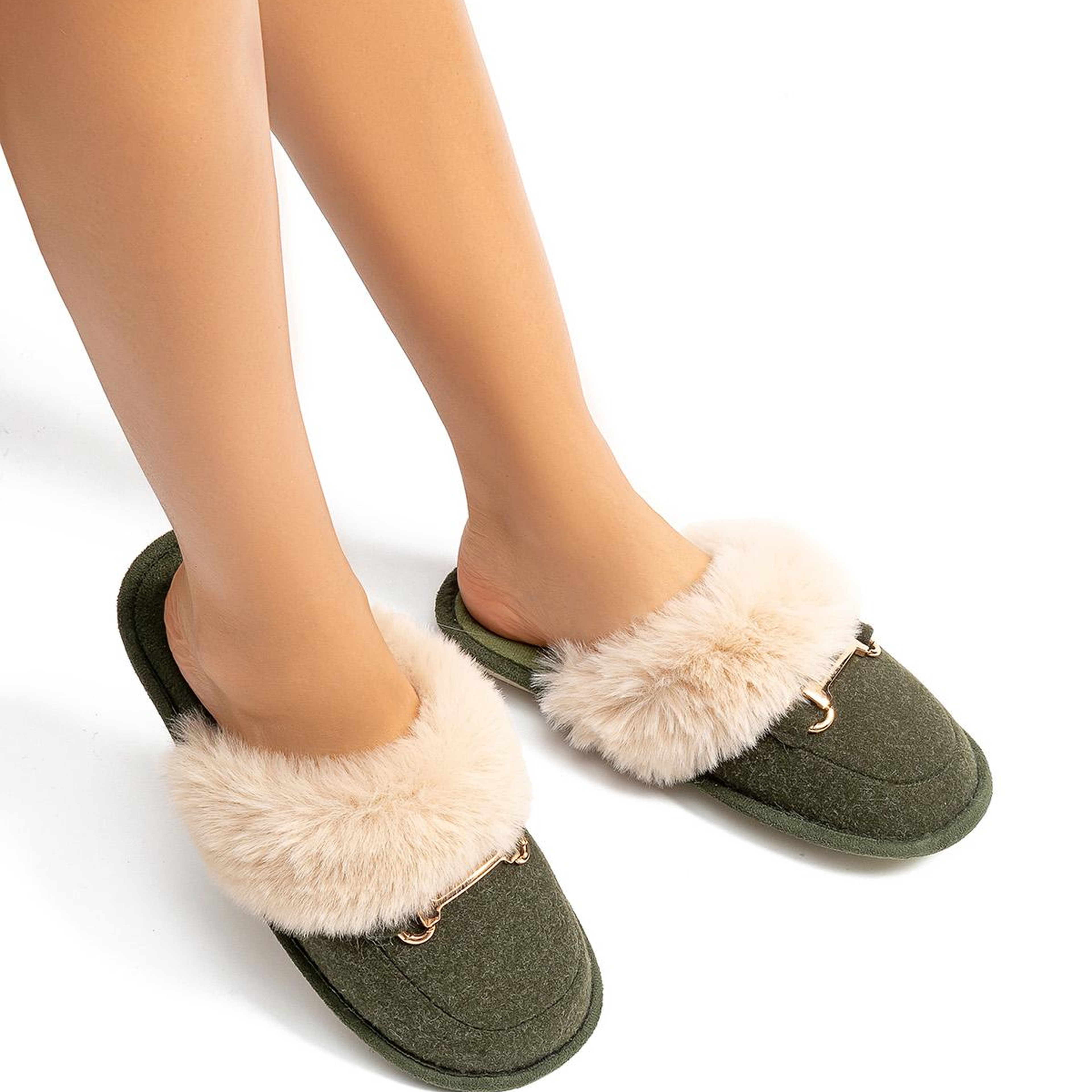 Ania Kadın Tokalı Ev Terliği Yeşil 36/41