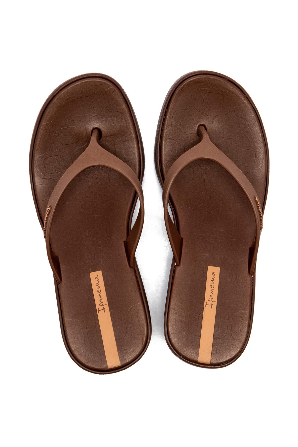 High Fashion Thong Topuklu Kadın Parmak Arası Terlik Kahverengi 35/40