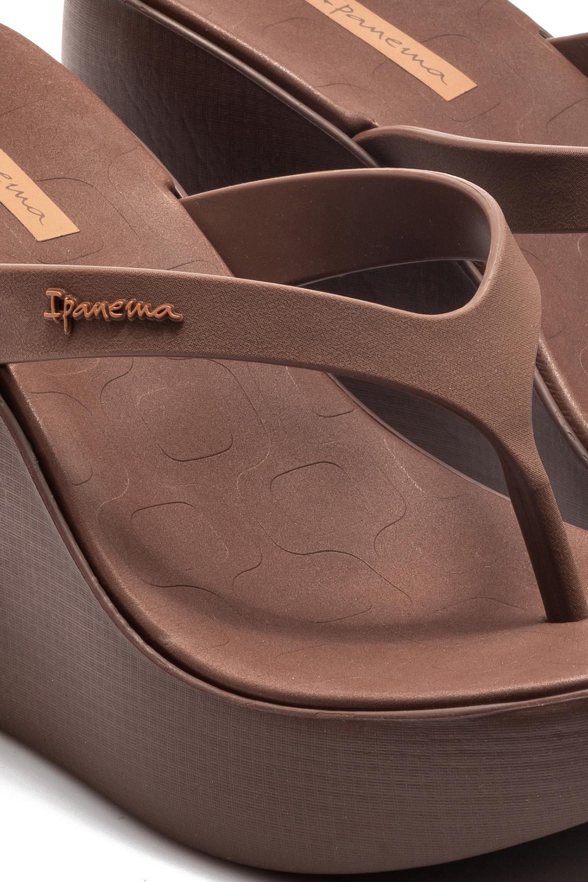 High Fashion Thong Topuklu Kadın Parmak Arası Terlik Kahverengi 35/40