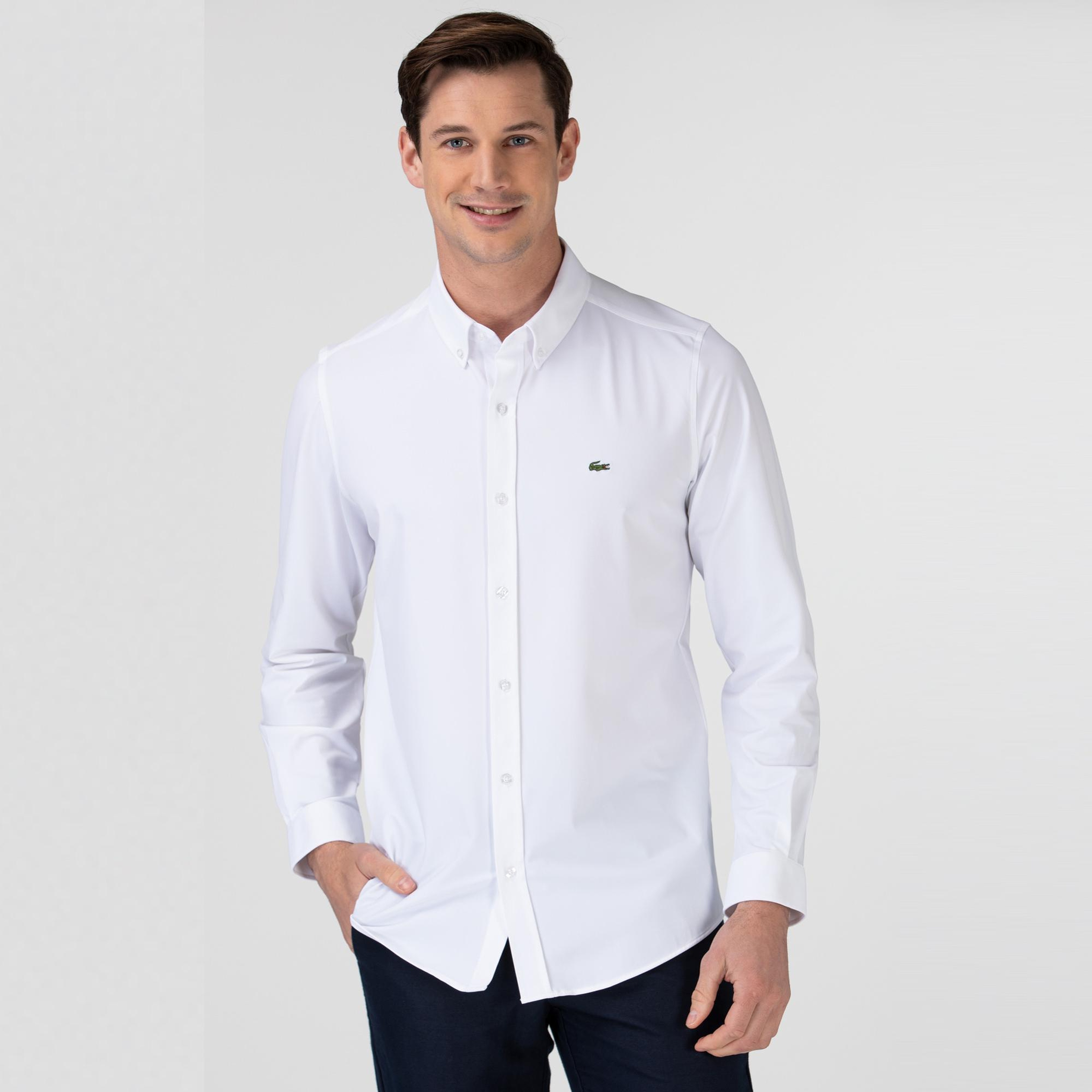 Lacoste Erkek Slim Fit Beyaz Gömlek