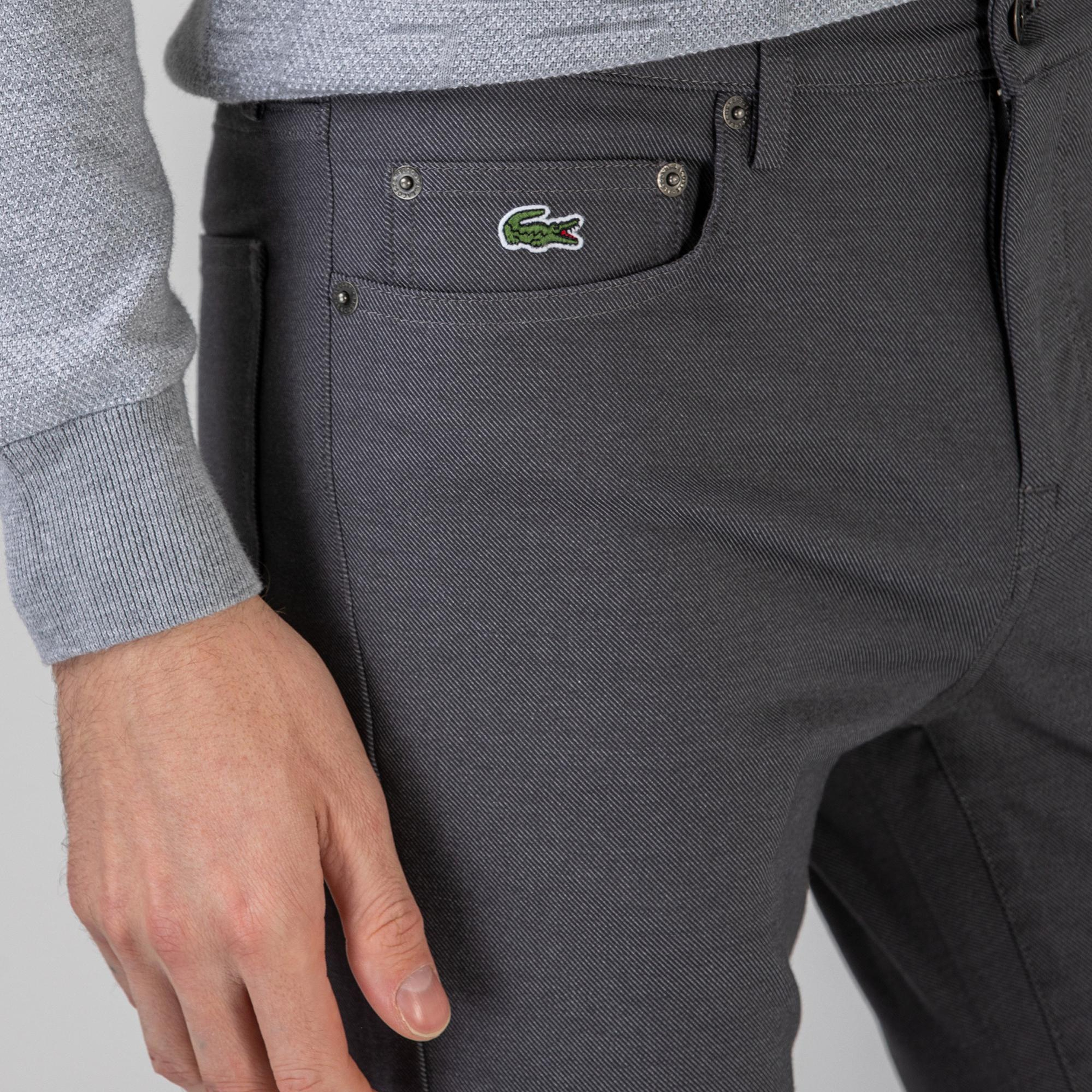 Lacoste Erkek Slim Fit Gri Jean Pantolon
