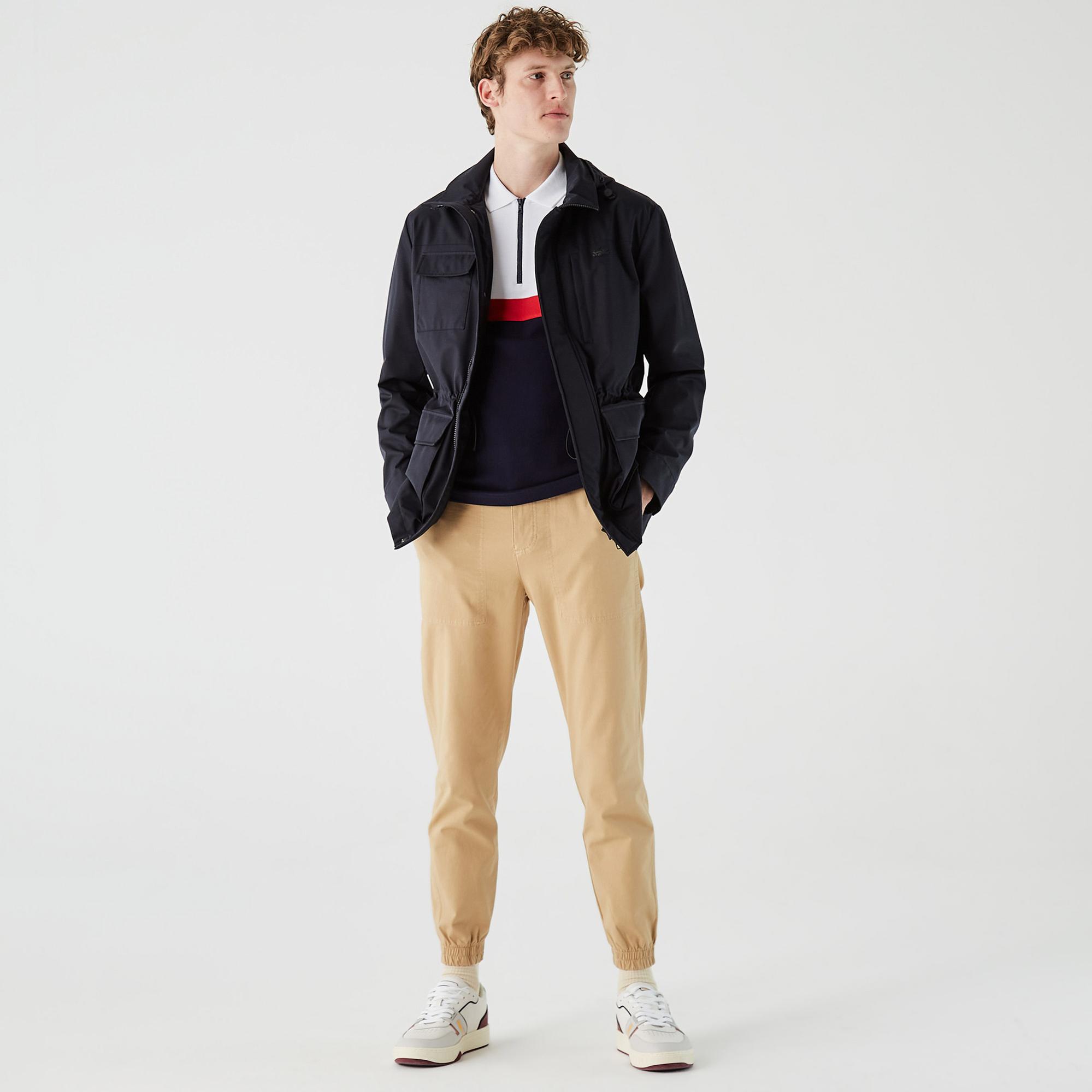 Lacoste Erkek Regular Fit Kapüşonlu Baskılı Lacivert Yağmurluk