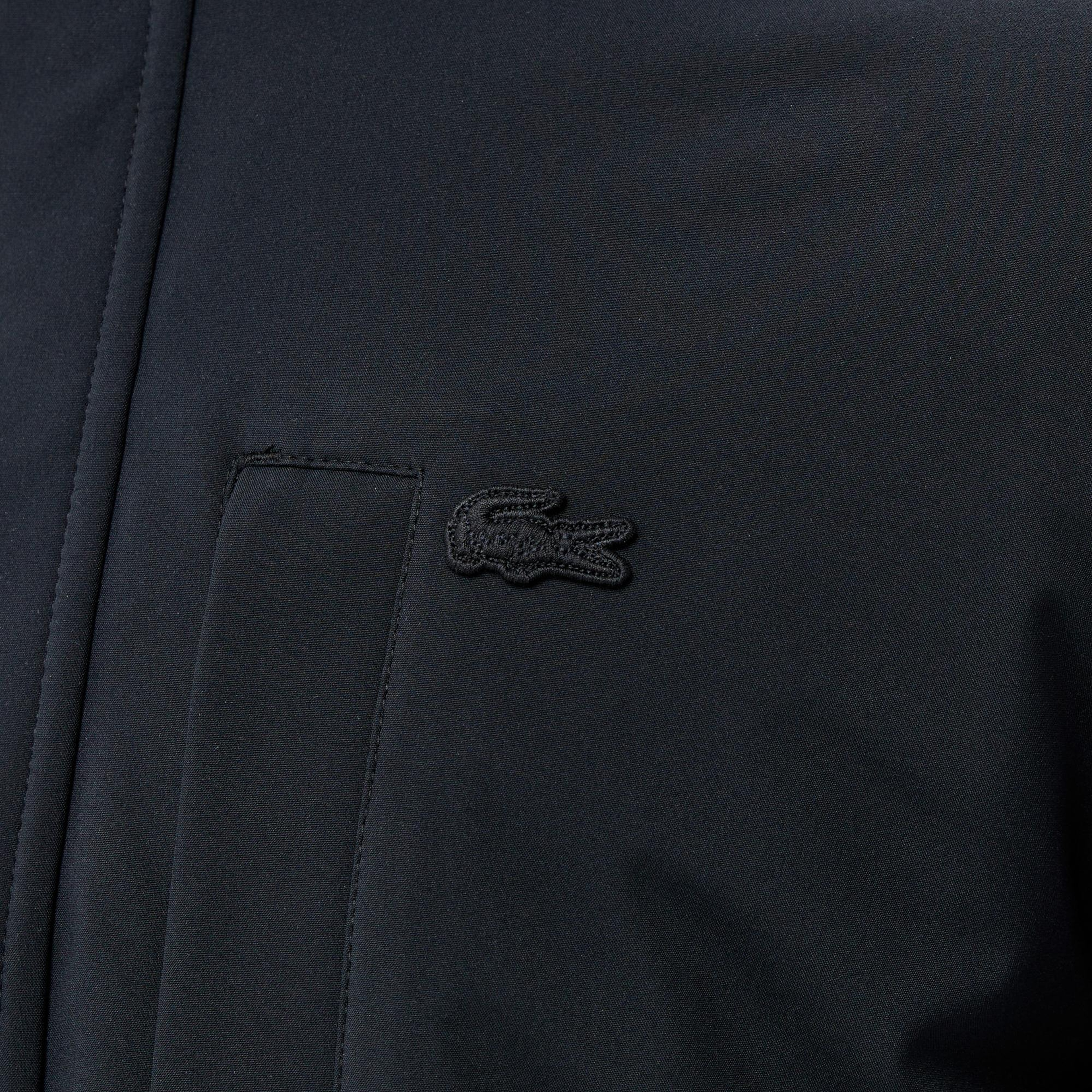 Lacoste Erkek Regular Fit Kapüşonlu Baskılı Siyah Yağmurluk