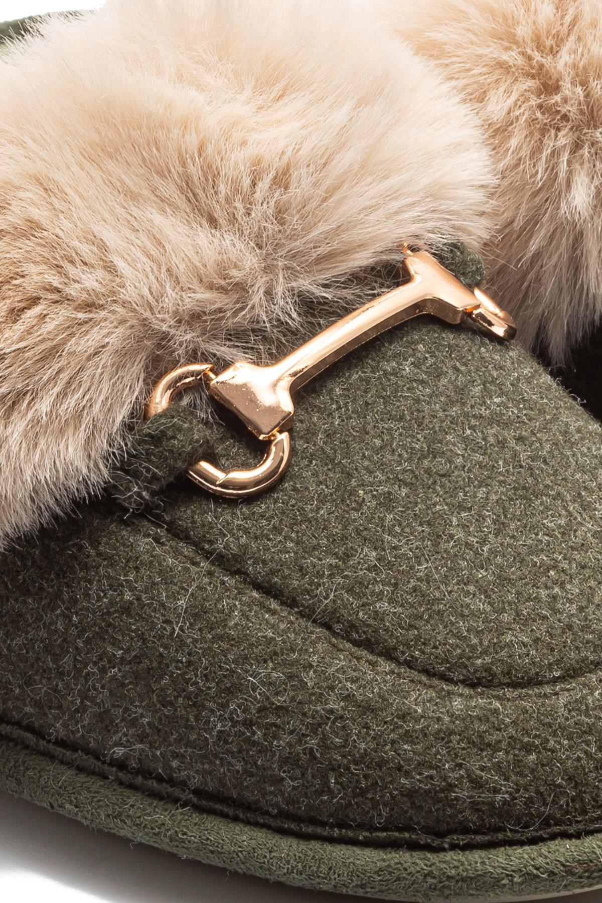 Ania Kadın Tokalı Ev Terliği Yeşil 36/41