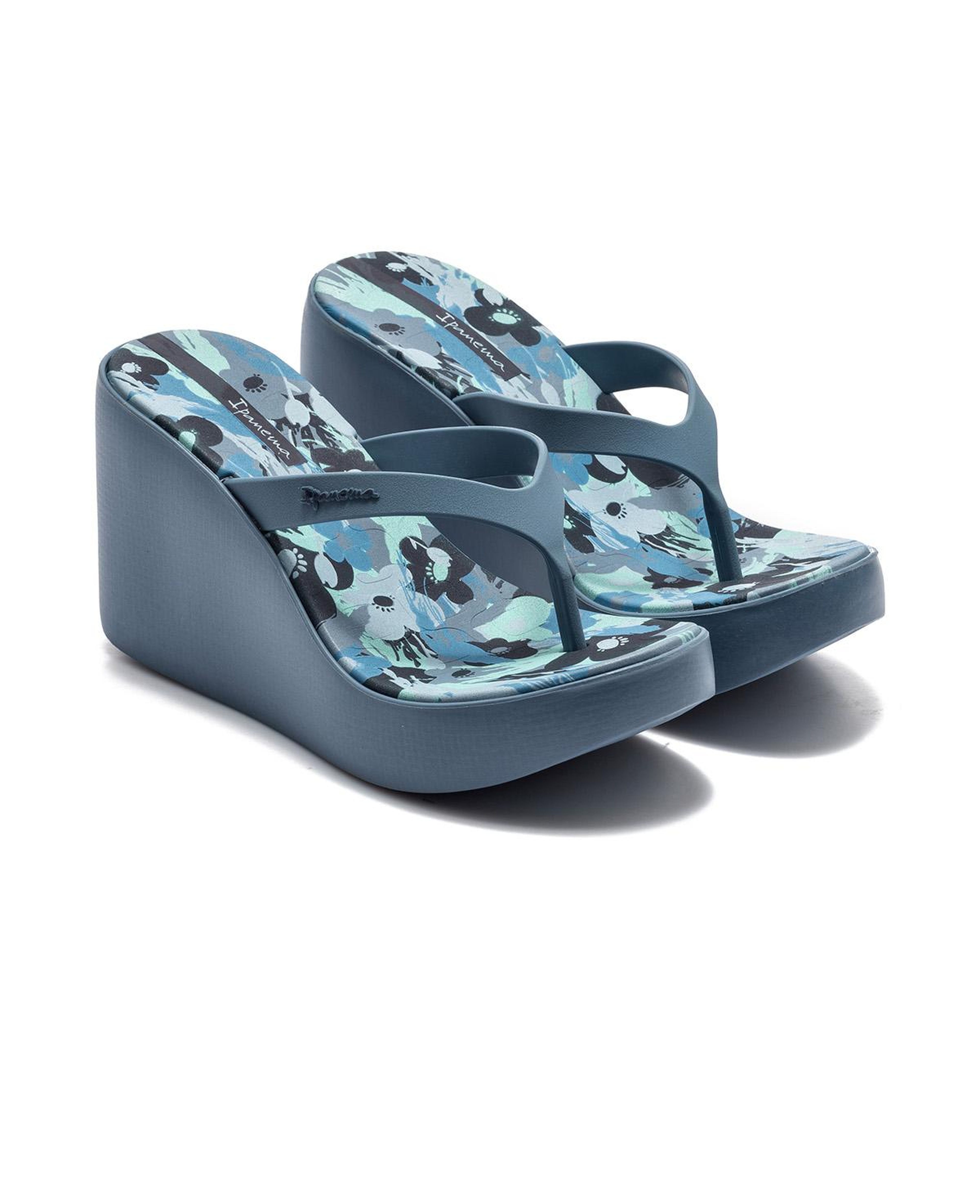 High Fashion Thong Topuklu Kadın Parmak Arası Terlik Mavi 35/40