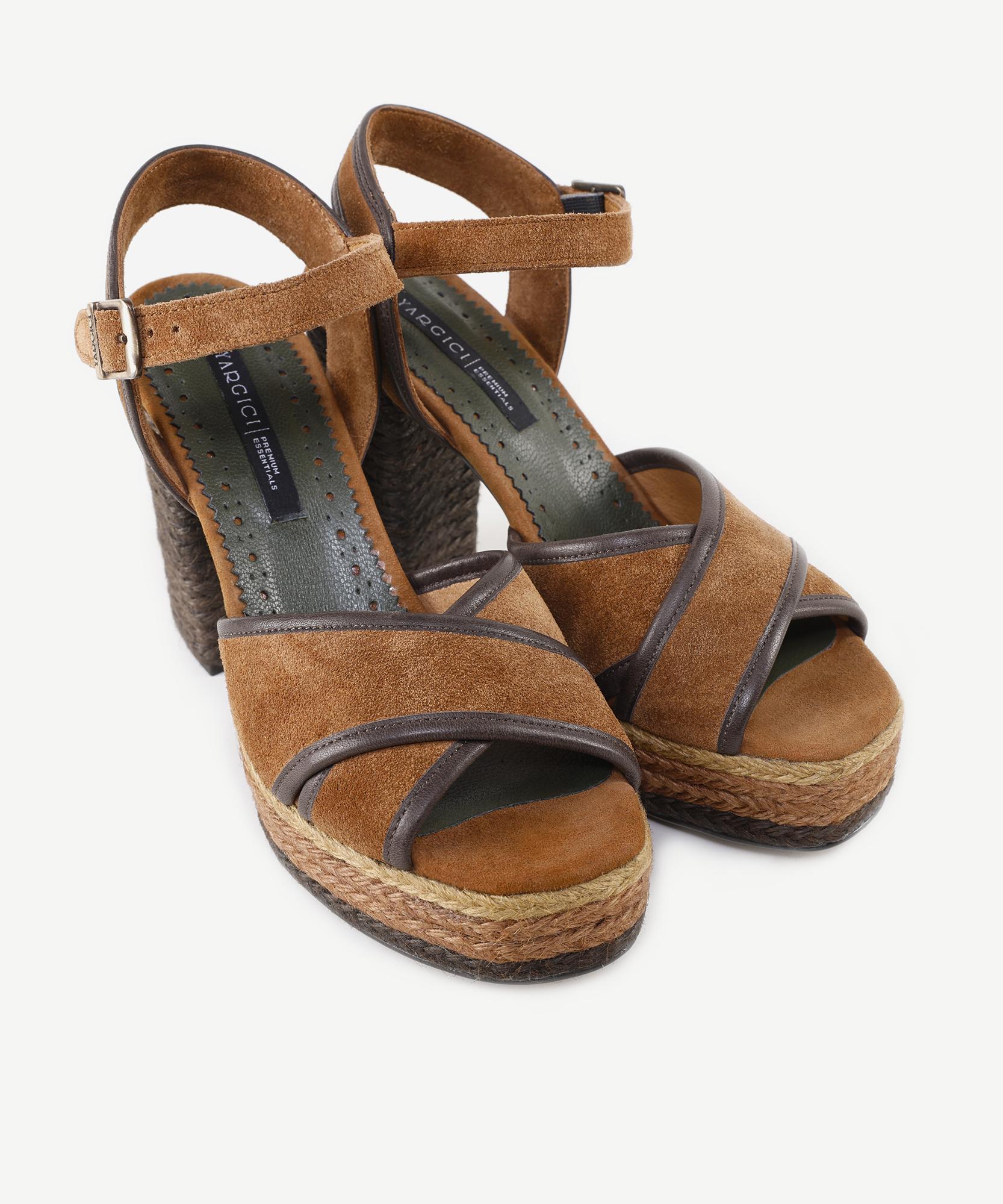 YARGICI Özel Jüt Boyama Platform Topuklu Sandalet