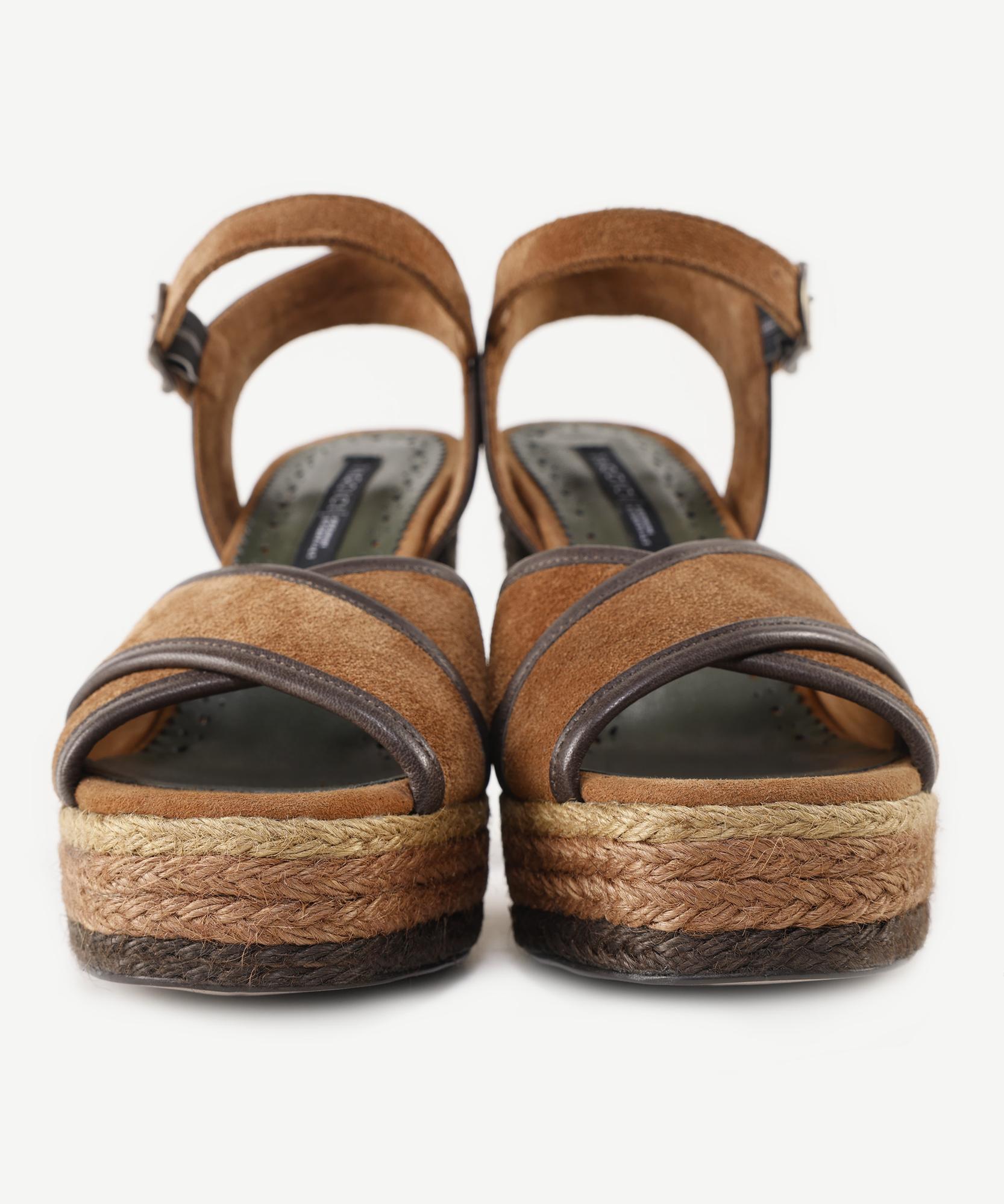 YARGICI Özel Jüt Boyama Platform Topuklu Sandalet