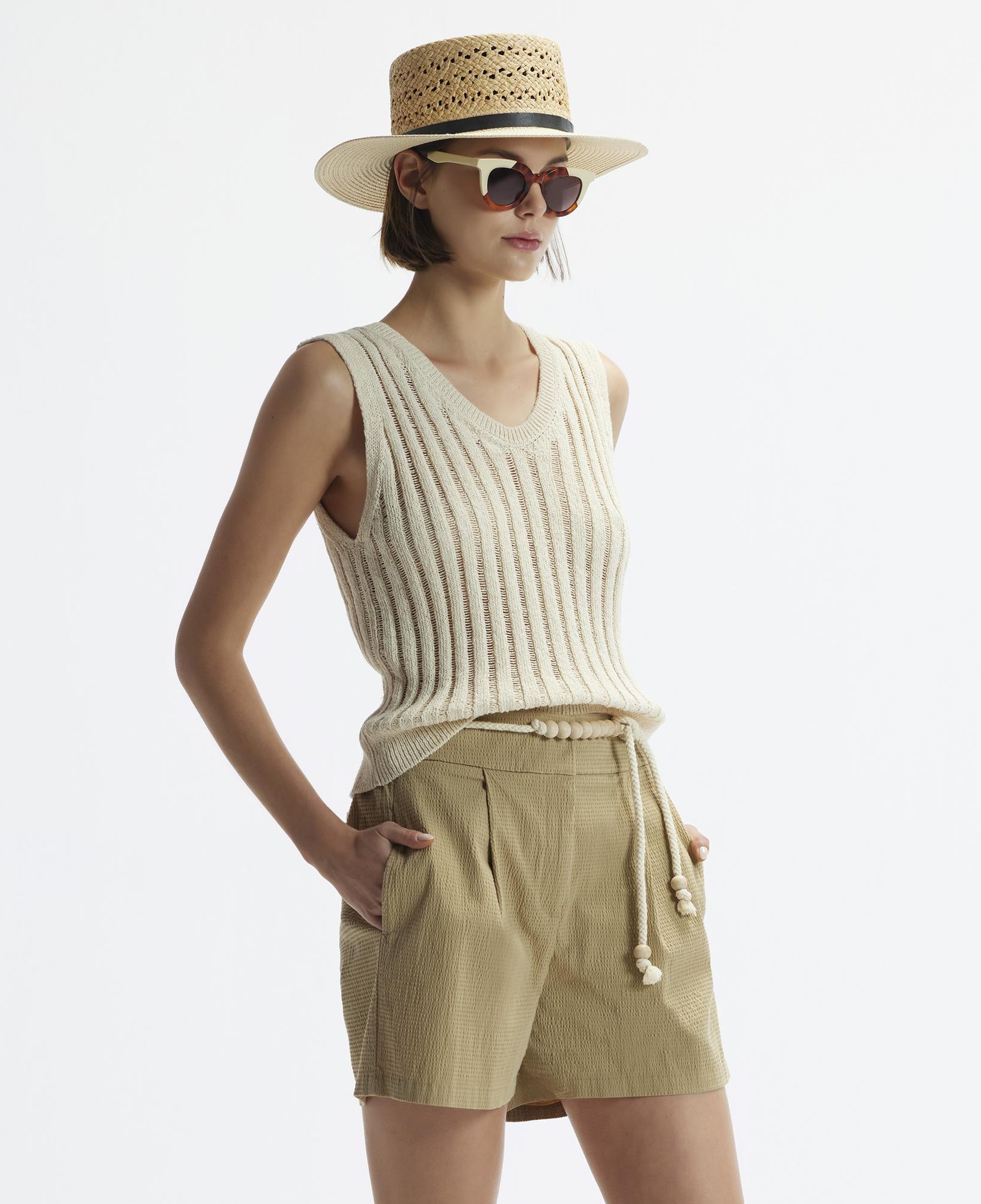 YARGICI Yan Cepli Kemerli Şort