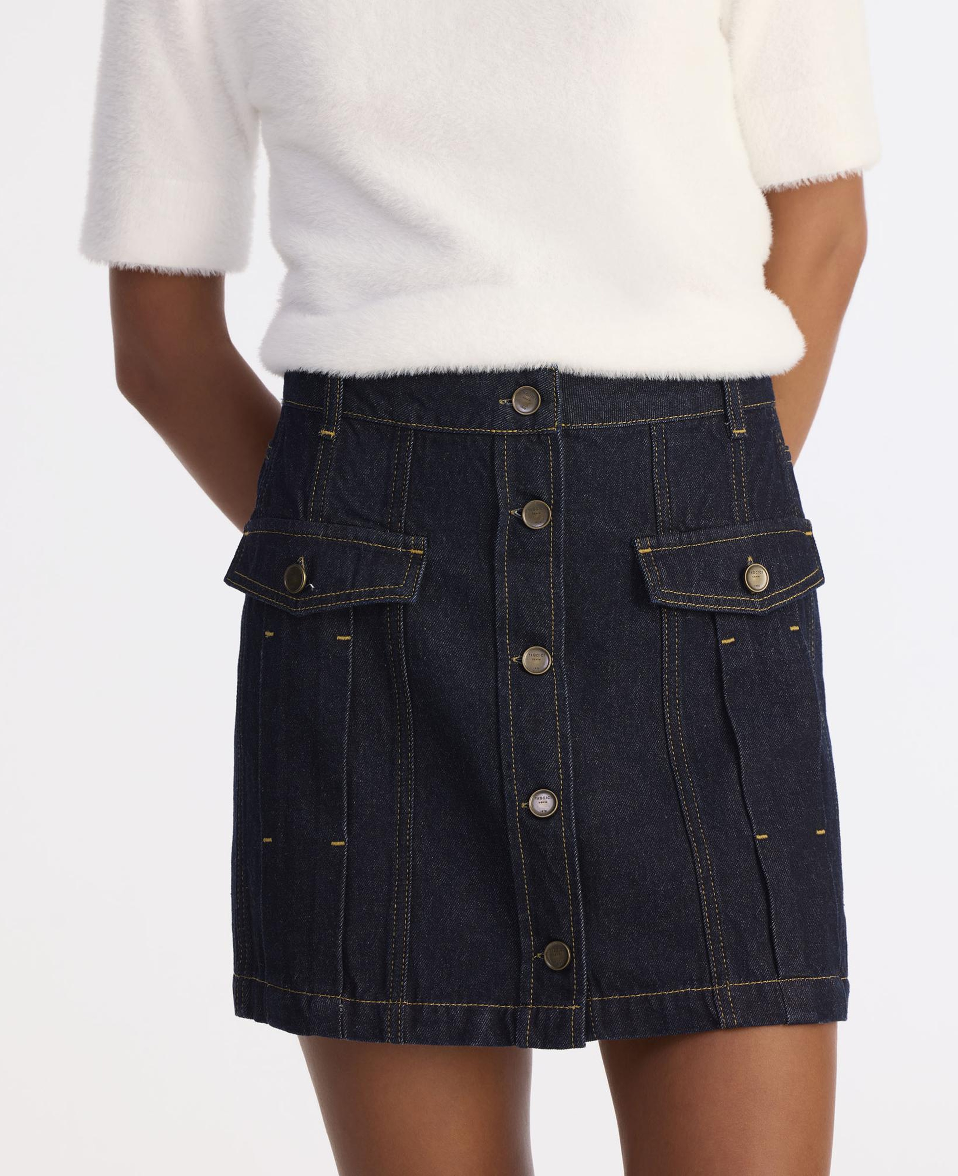 YARGICI Pens Detaylı Düğmeli Kısa Denim Etek