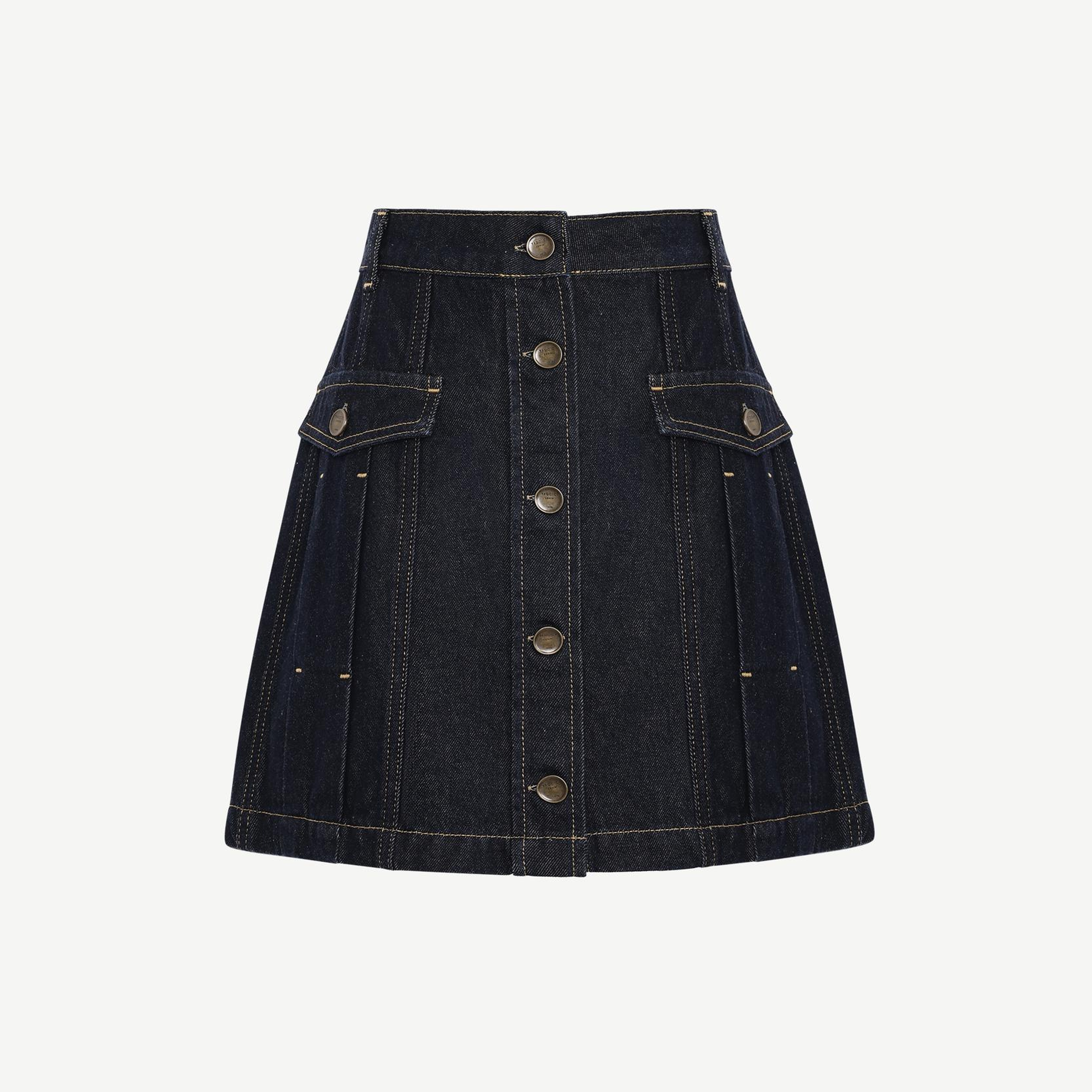 YARGICI Pens Detaylı Düğmeli Kısa Denim Etek