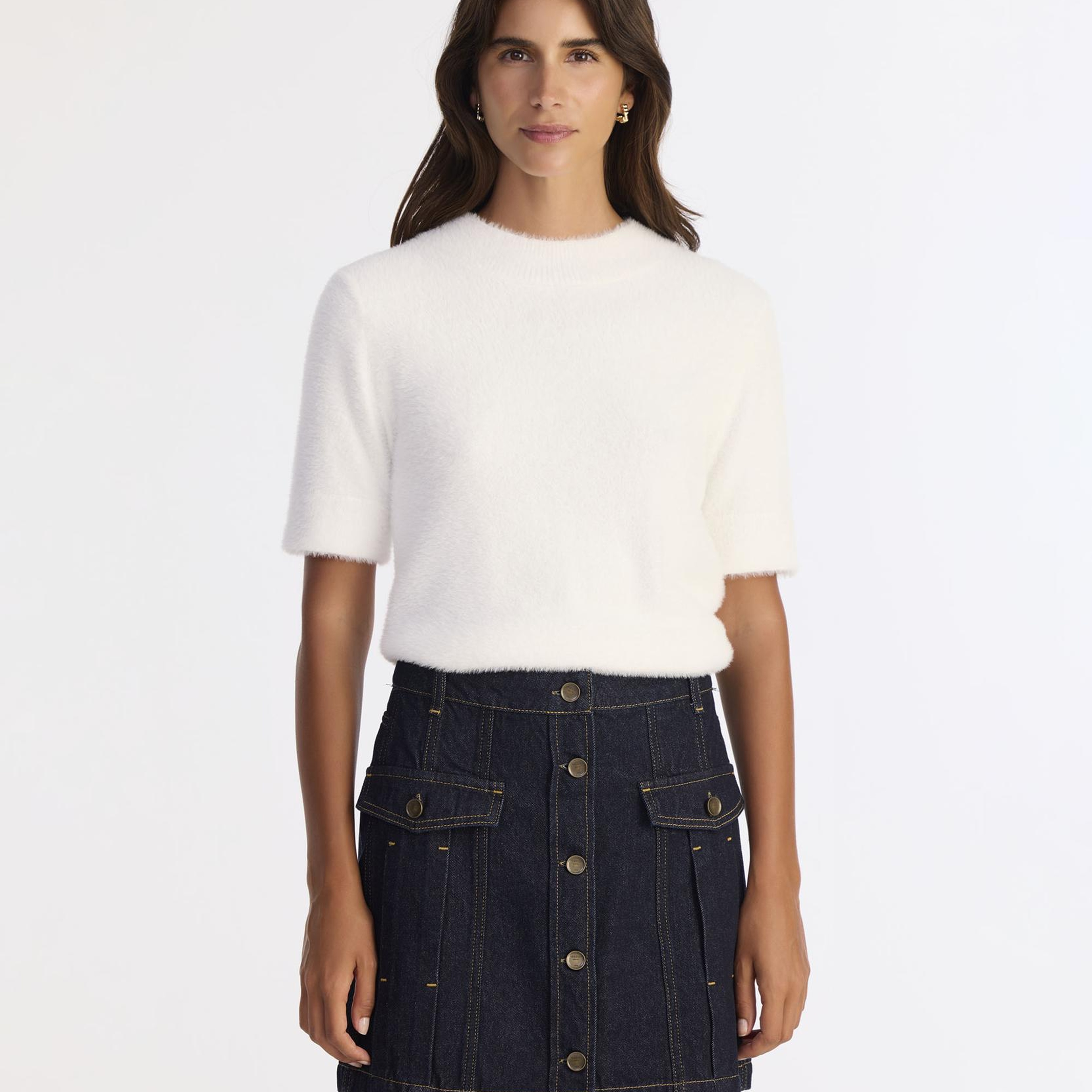 YARGICI Pens Detaylı Düğmeli Kısa Denim Etek