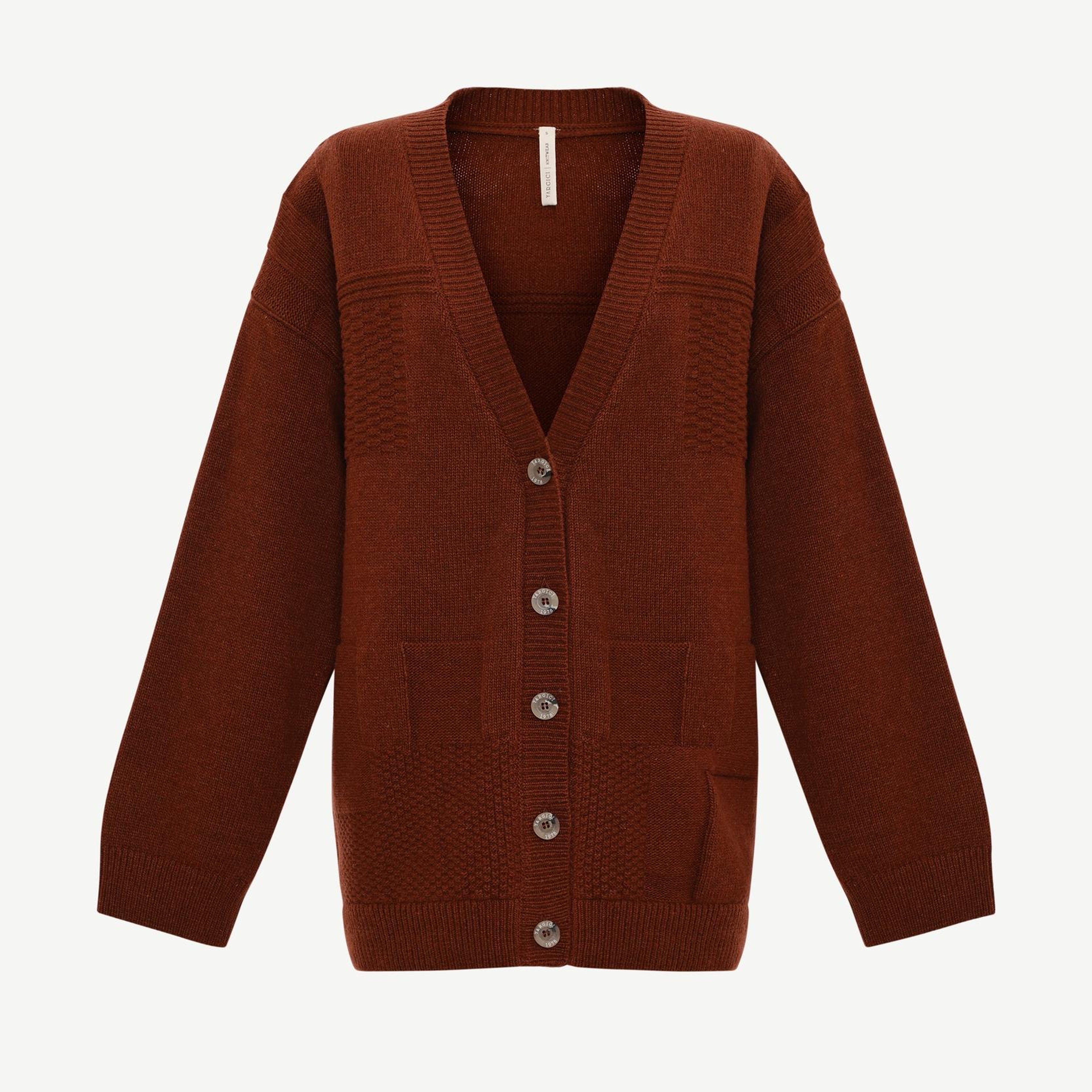 YARGICI Geniş V Yaka Uzun Kol Hırka