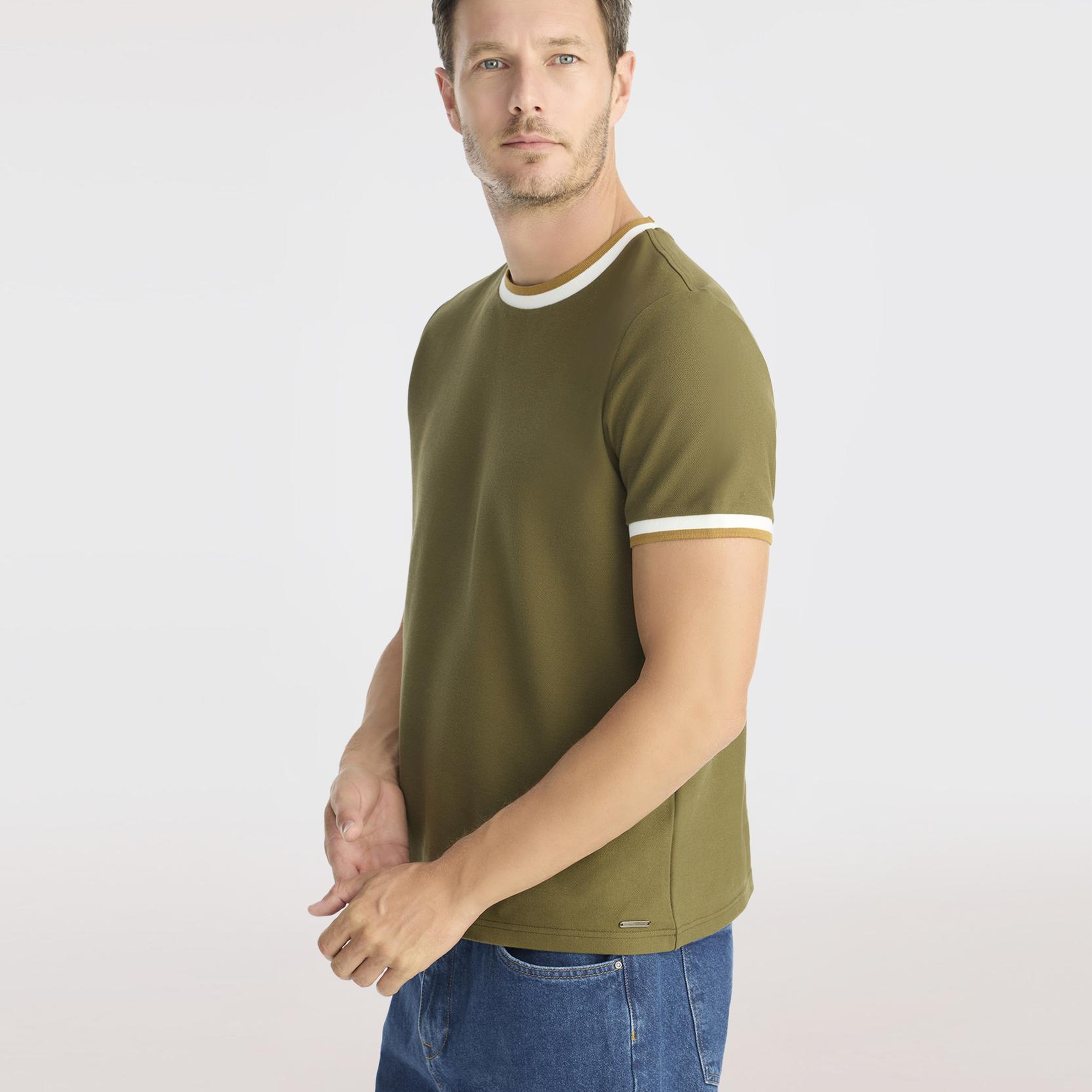 YARGICI Ribana Detaylı Erkek Bisiklet Yaka T-shirt