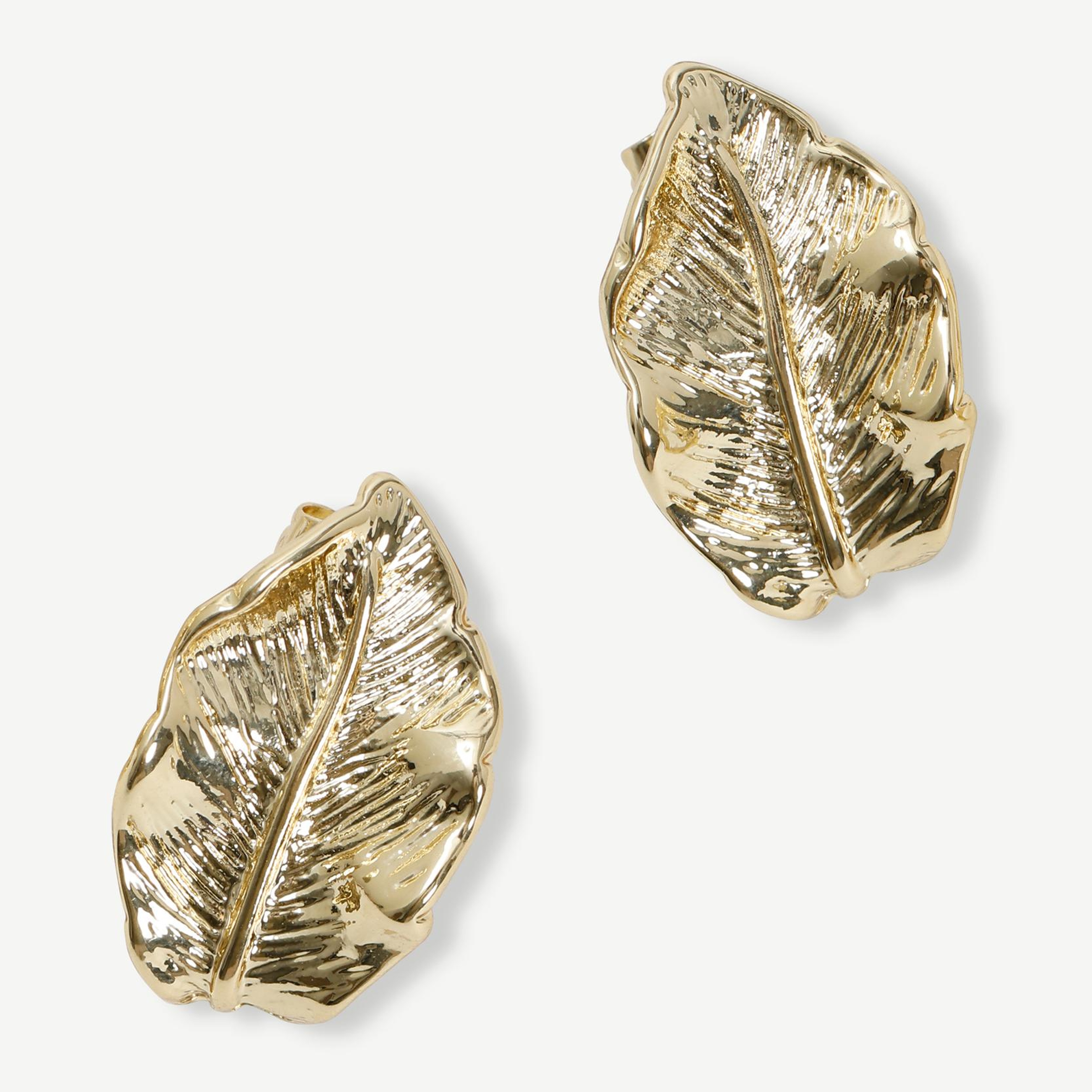 YARGICI Yaprak Formlu Gold Küpe