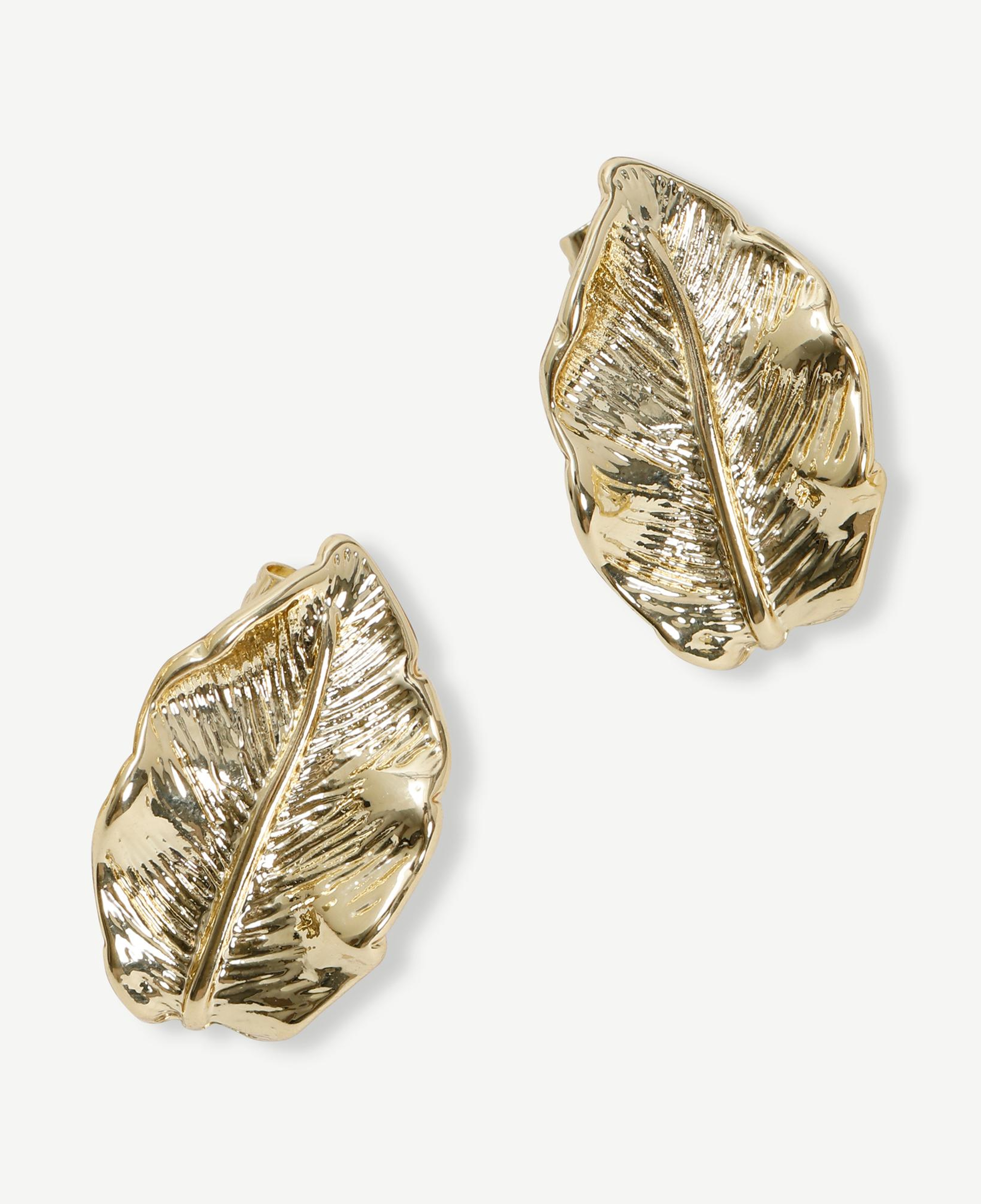 YARGICI Yaprak Formlu Gold Küpe