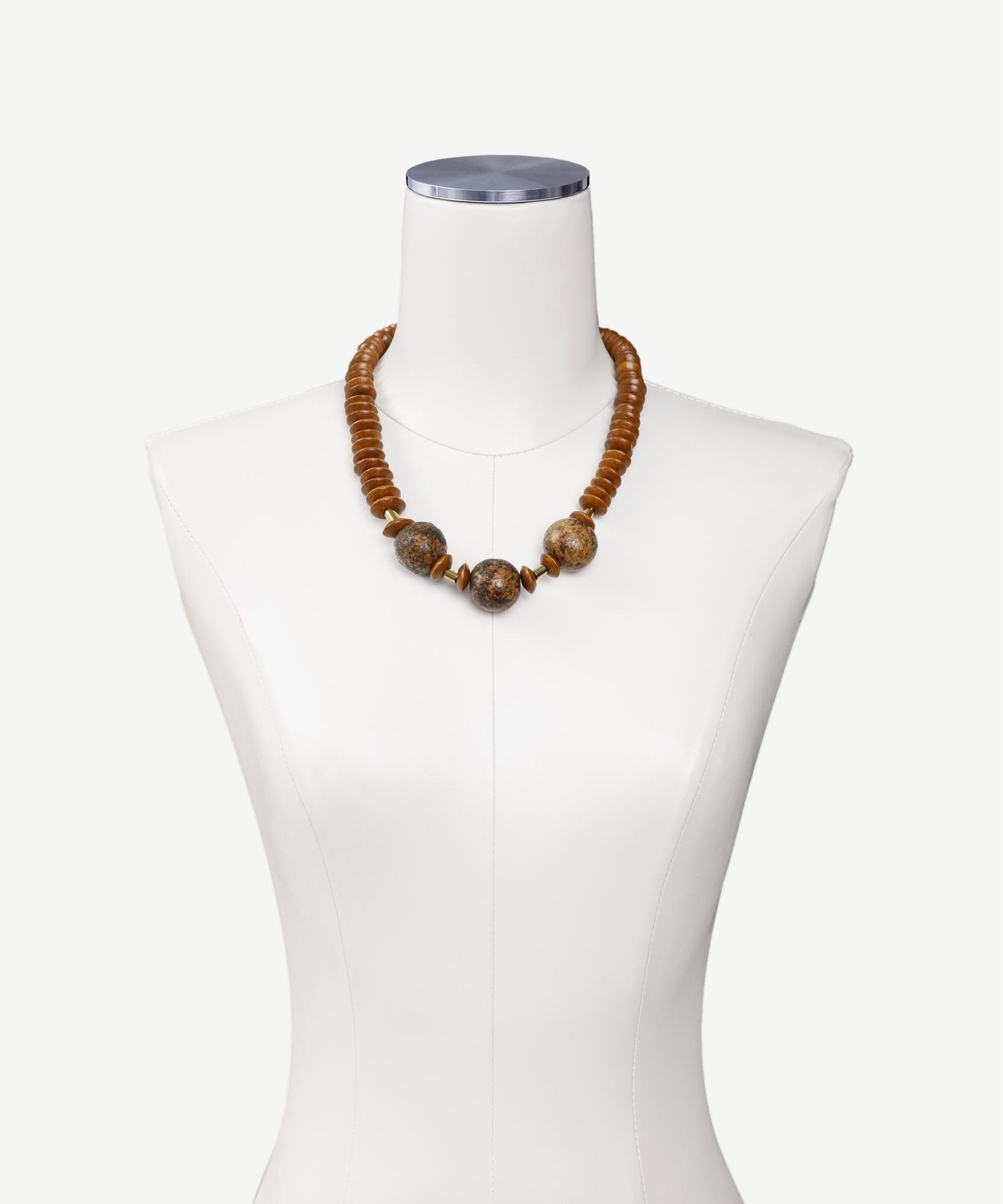 YARGICI Ahşap Boncuk Detaylı Kolye