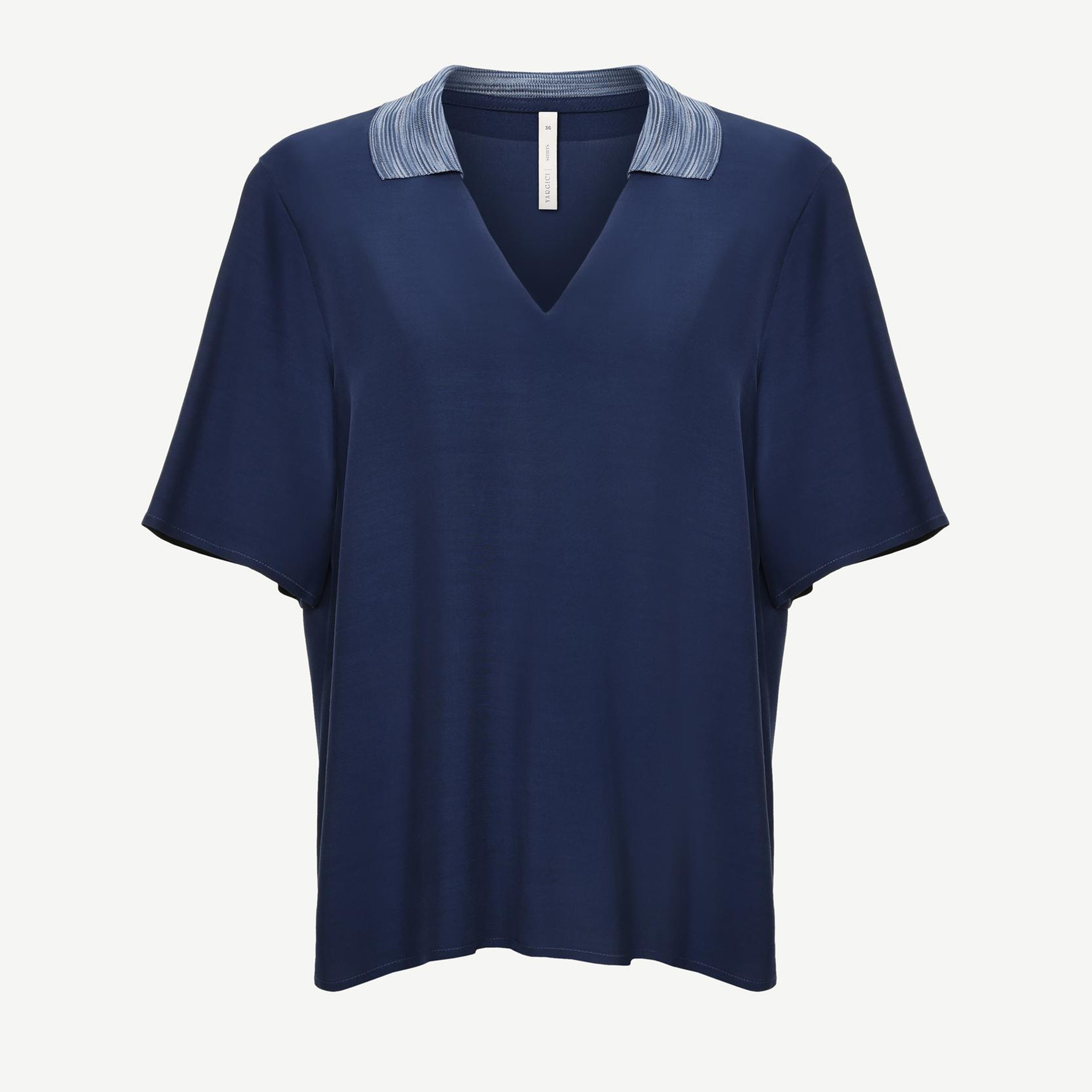 YARGICI Triko Yakalı Kısa Kollu Bluz