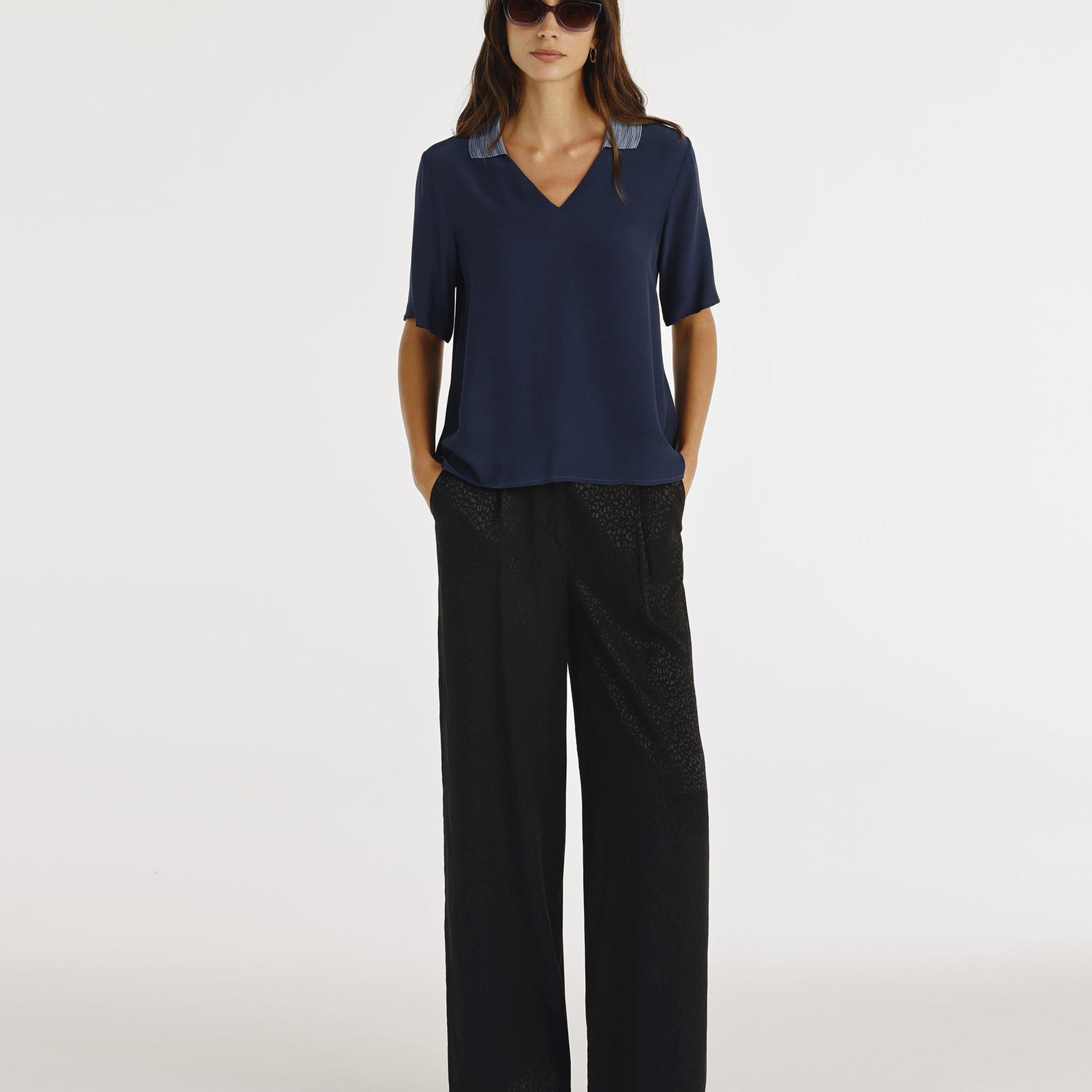 YARGICI Triko Yakalı Kısa Kollu Bluz