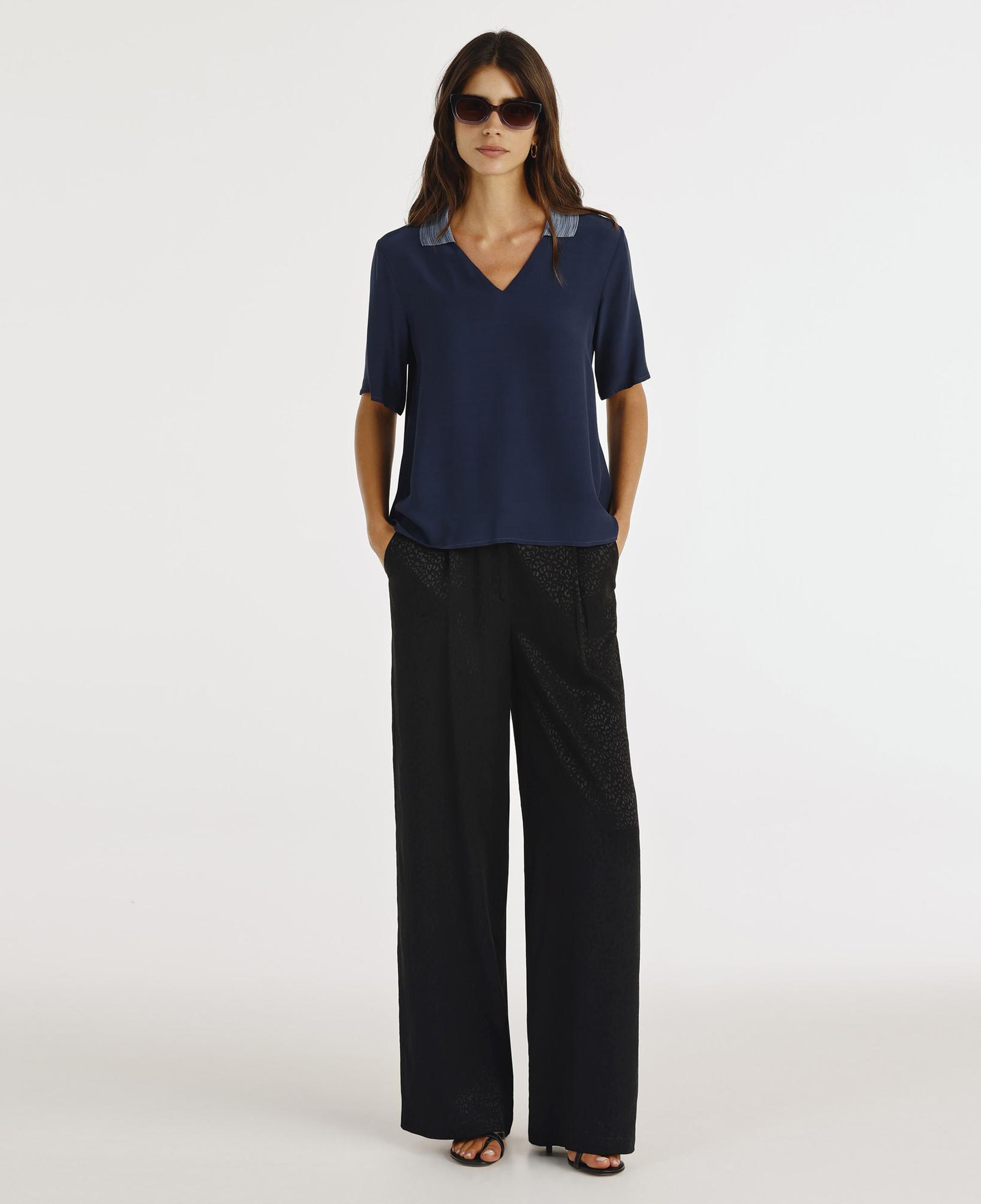 YARGICI Triko Yakalı Kısa Kollu Bluz