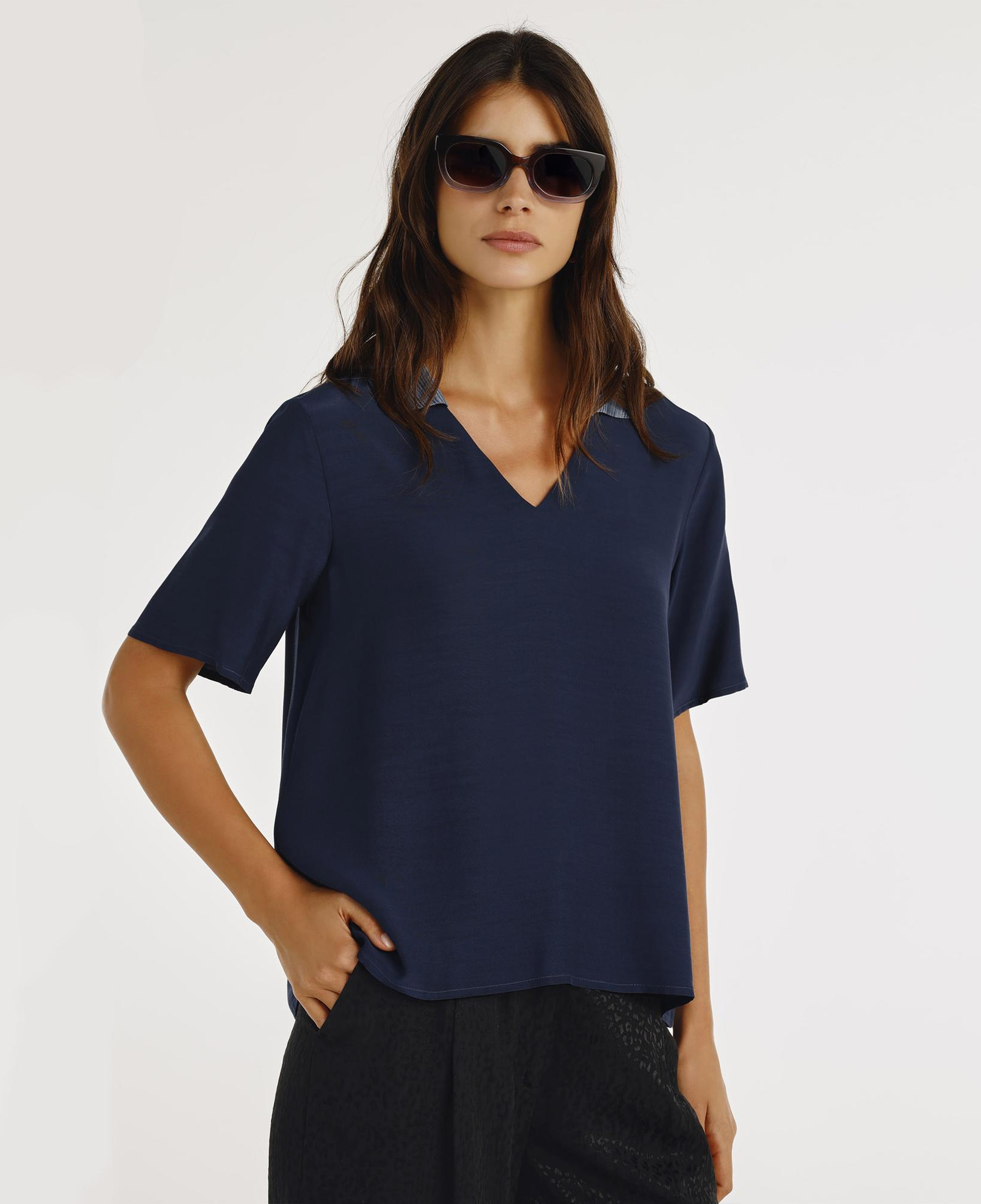 YARGICI Triko Yakalı Kısa Kollu Bluz