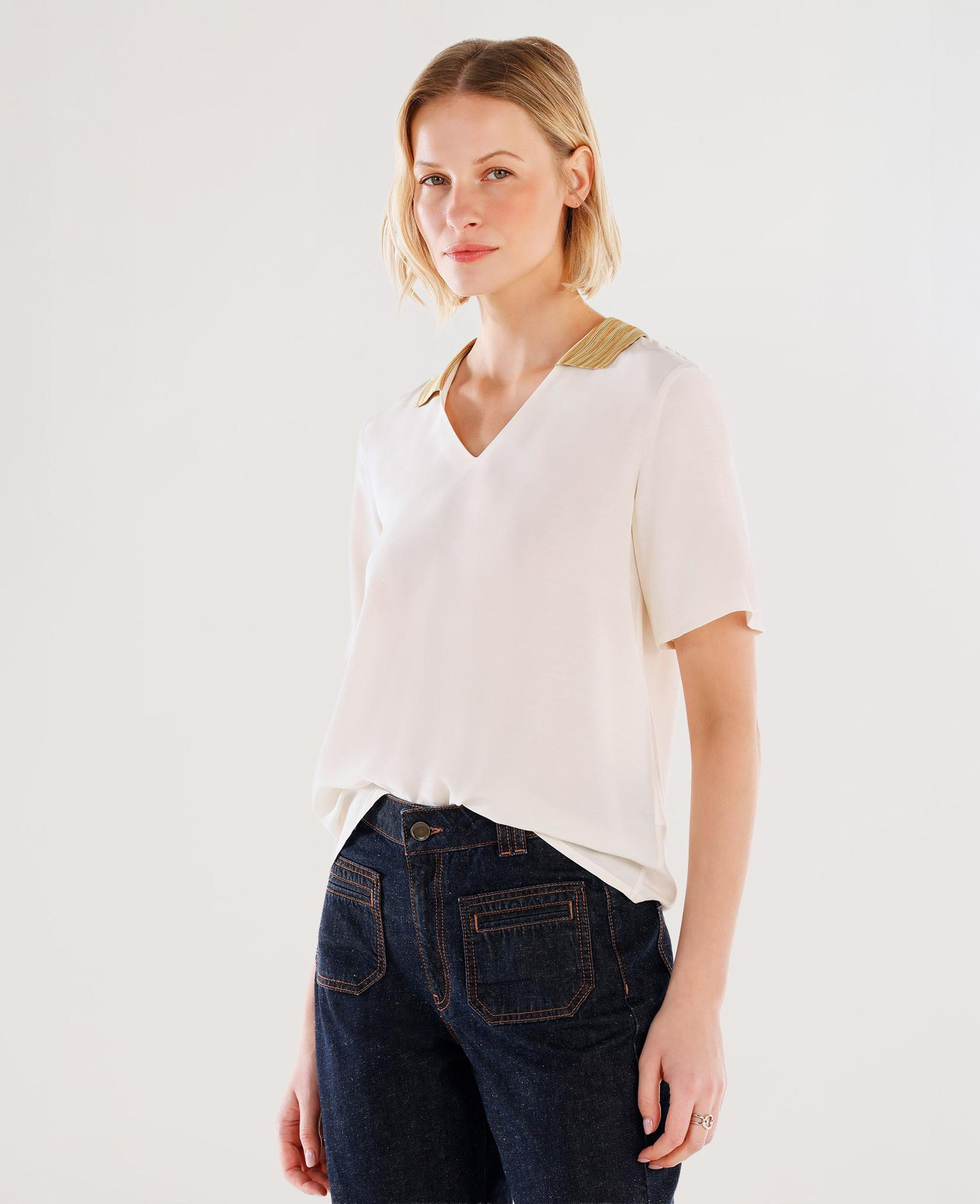 YARGICI Triko Yakalı Kısa Kollu Bluz