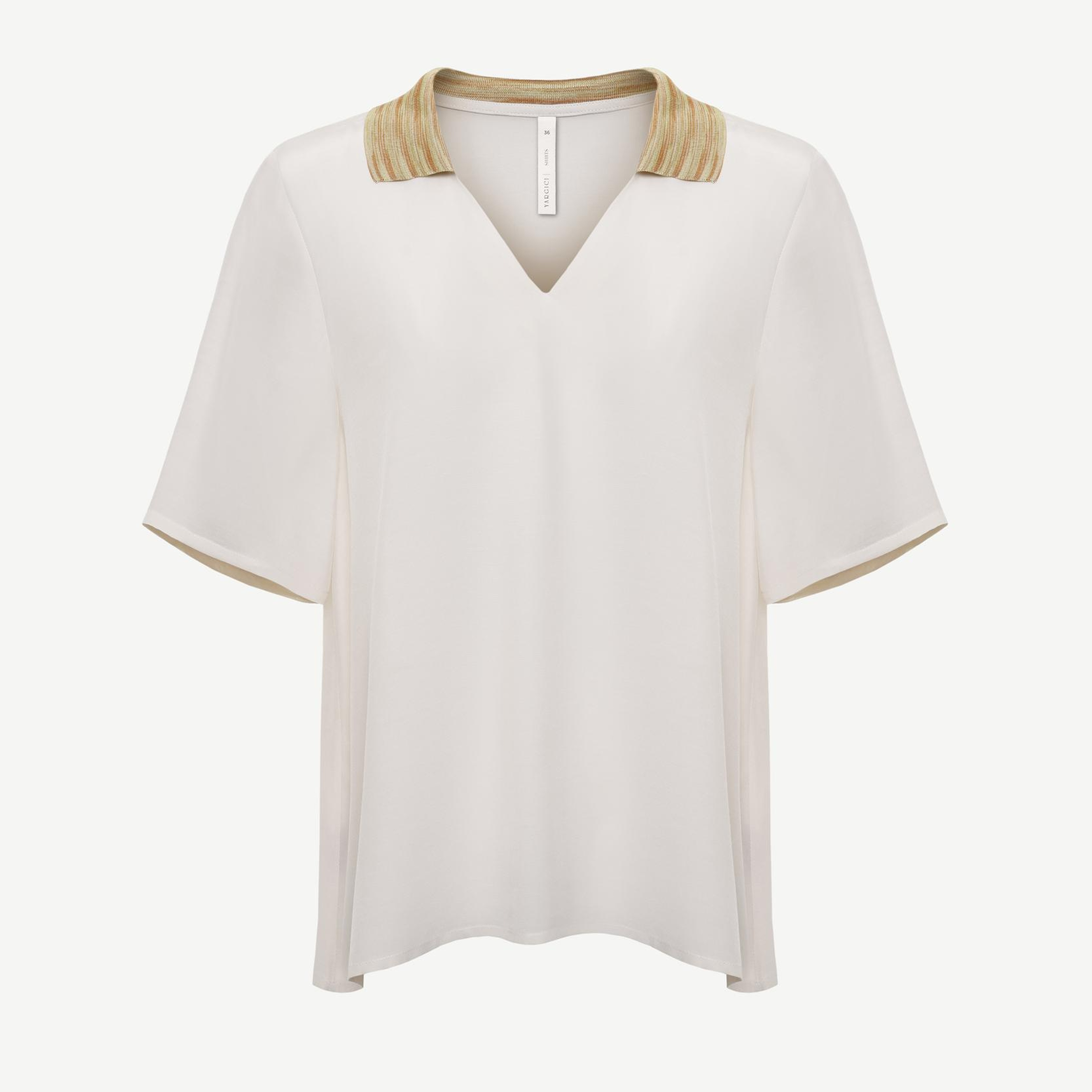 YARGICI Triko Yakalı Kısa Kollu Bluz