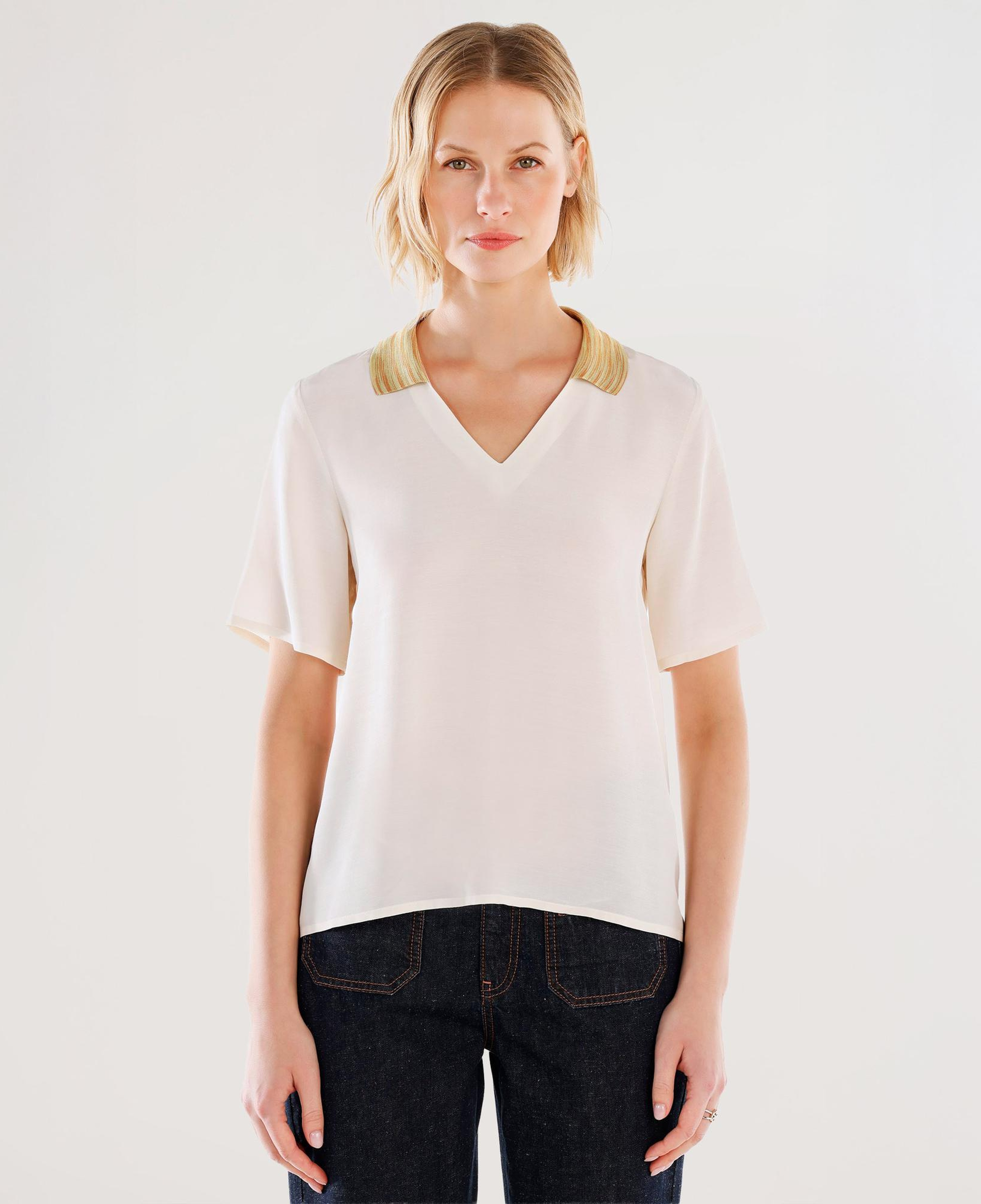 YARGICI Triko Yakalı Kısa Kollu Bluz