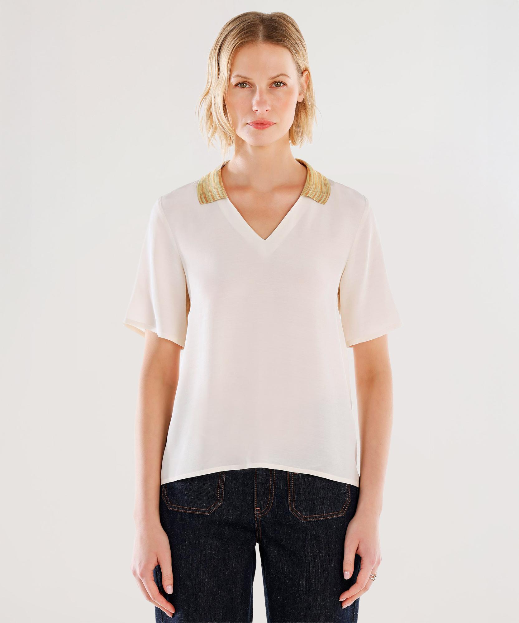 YARGICI Triko Yakalı Kısa Kollu Bluz