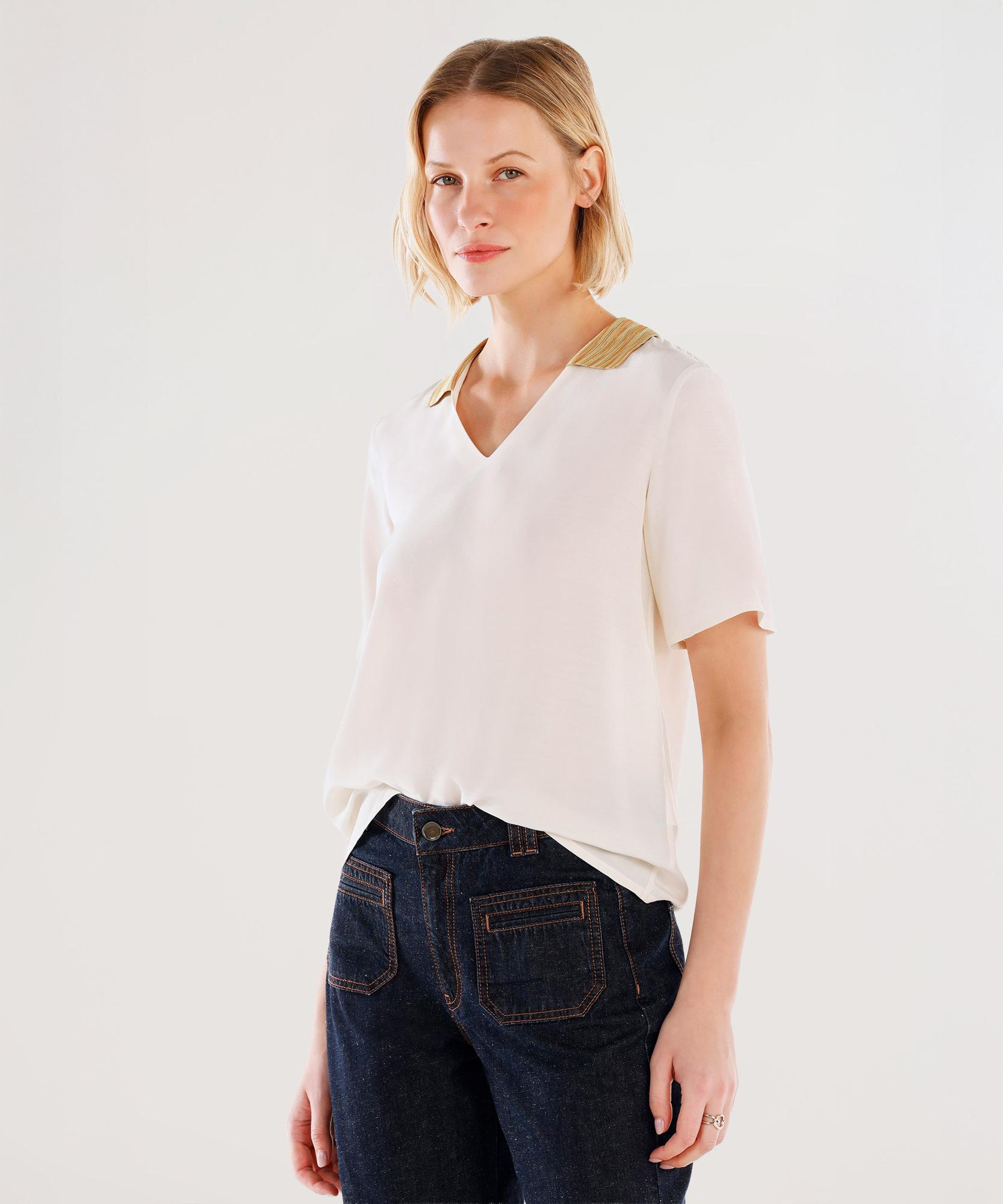 YARGICI Triko Yakalı Kısa Kollu Bluz